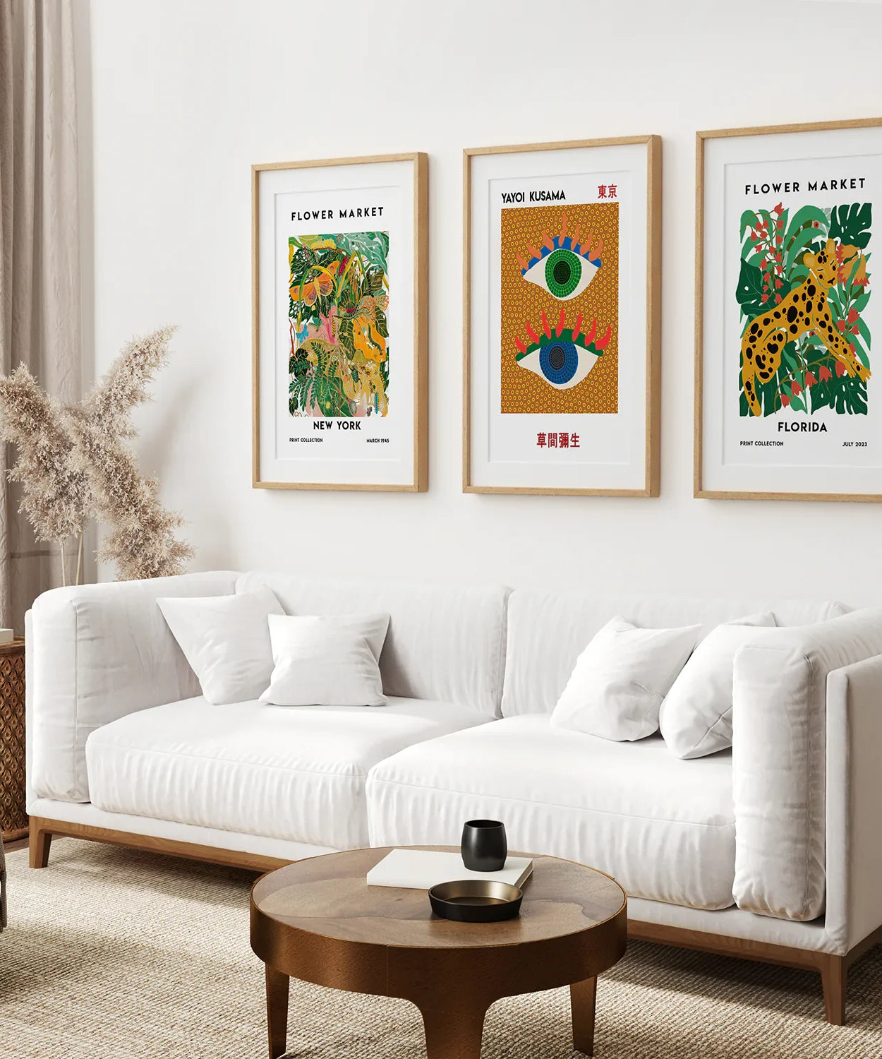 Modernes abstraktes Blumen-Marker-Set, 3-teilig