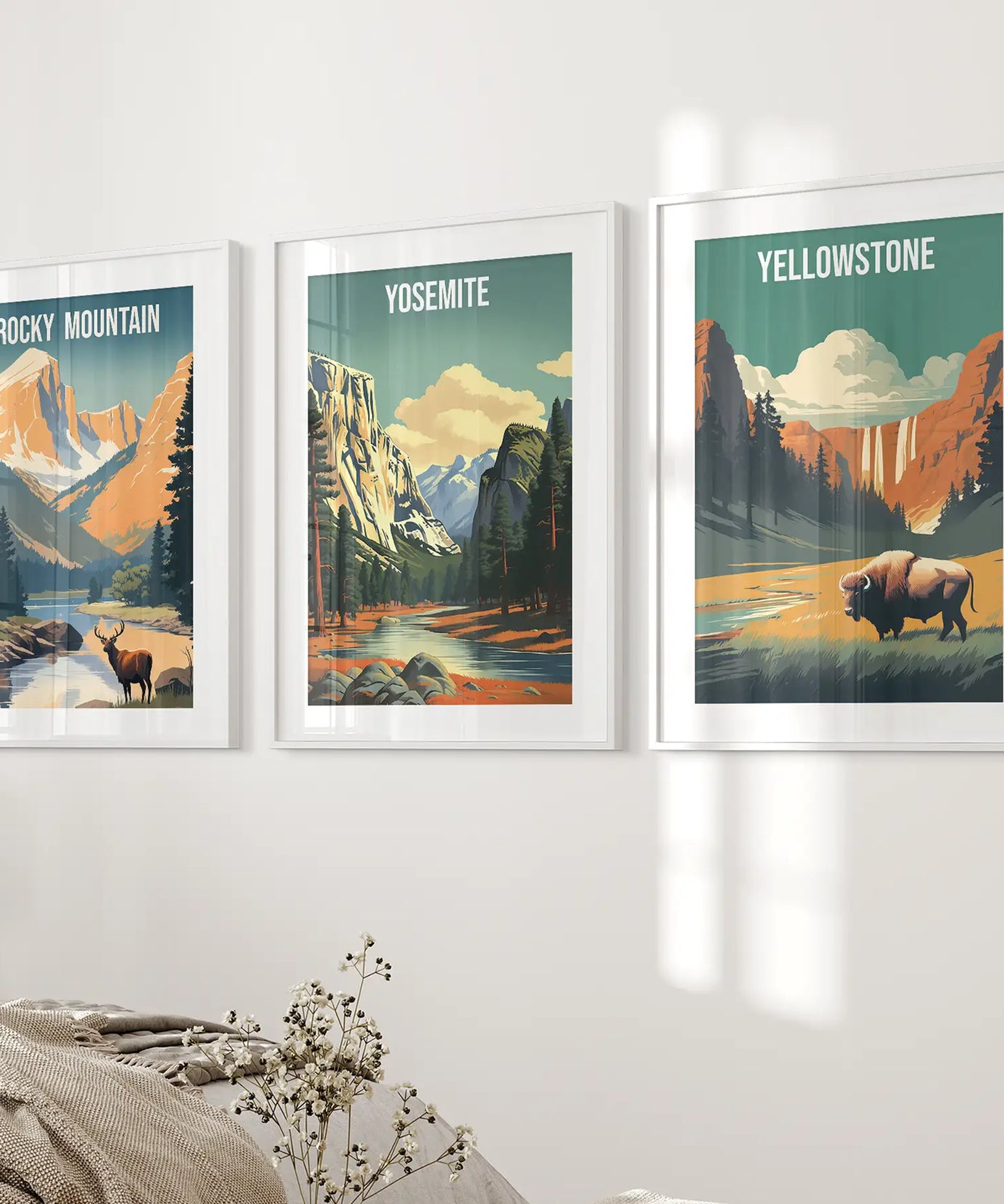 Rocky Mountain, Yosemite, Yellowstone. Nationalpark Wandkunst
