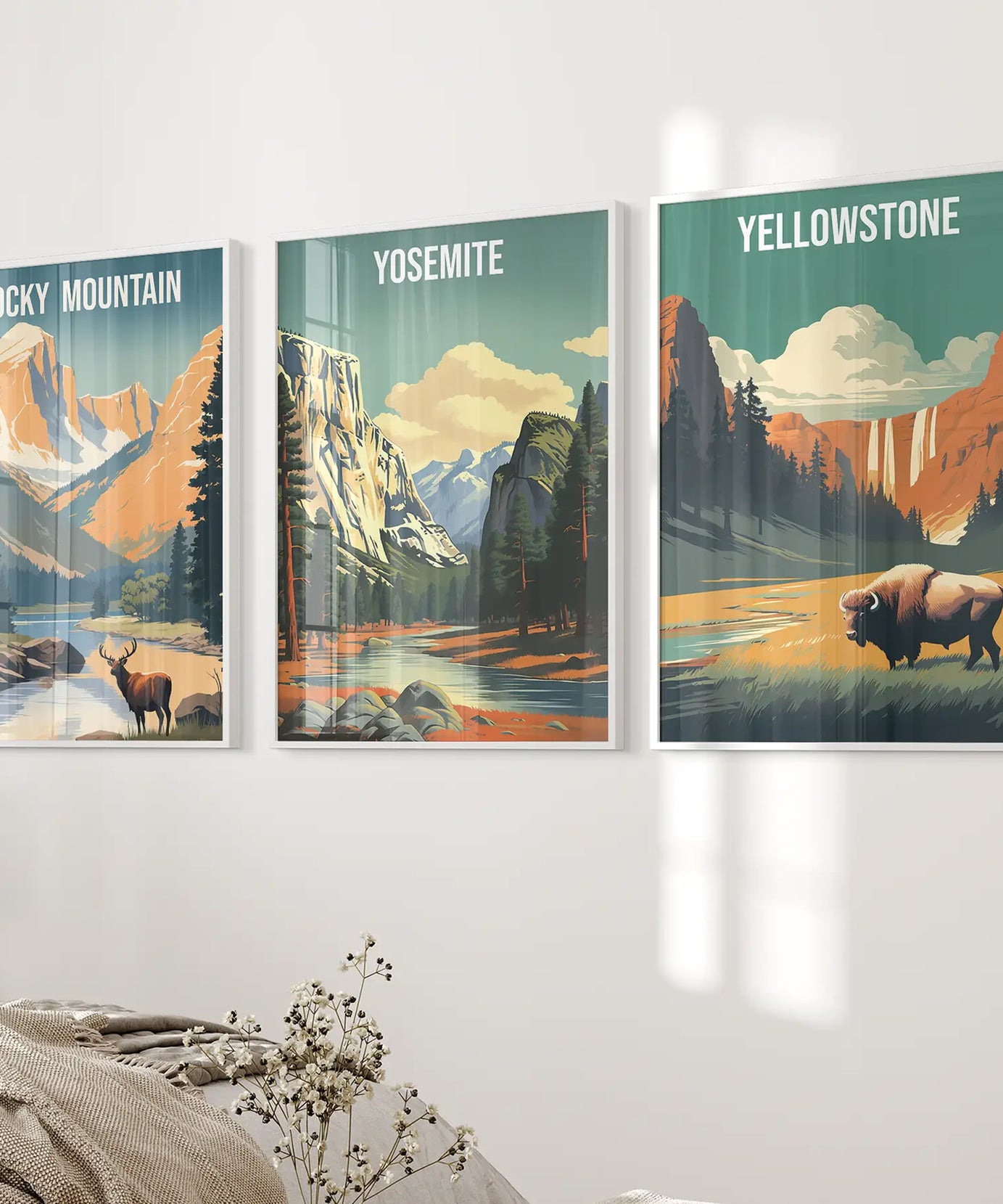 Rocky Mountain, Yosemite, Yellowstone. Nationalpark Wandkunst