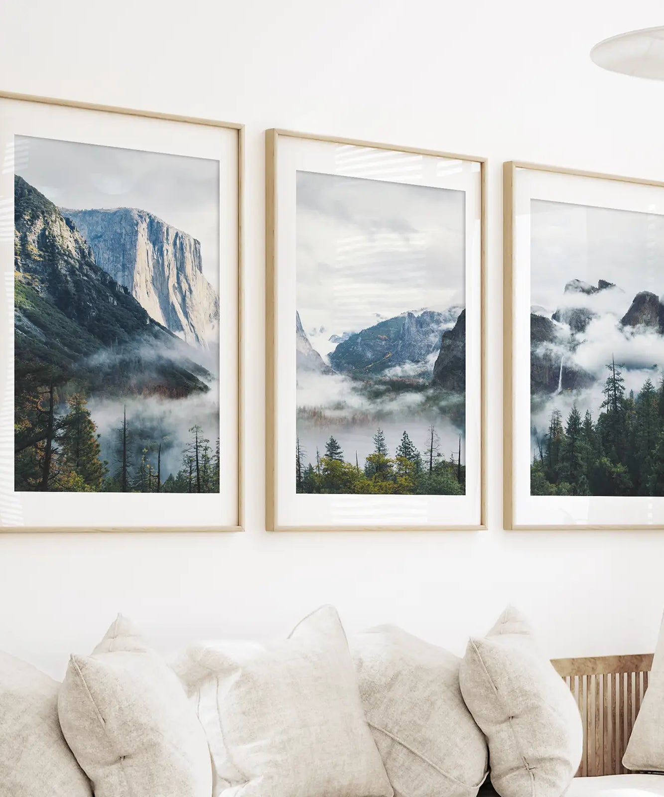 Yosemite Valley Misty Mountain Forest. Set of 3 Prints