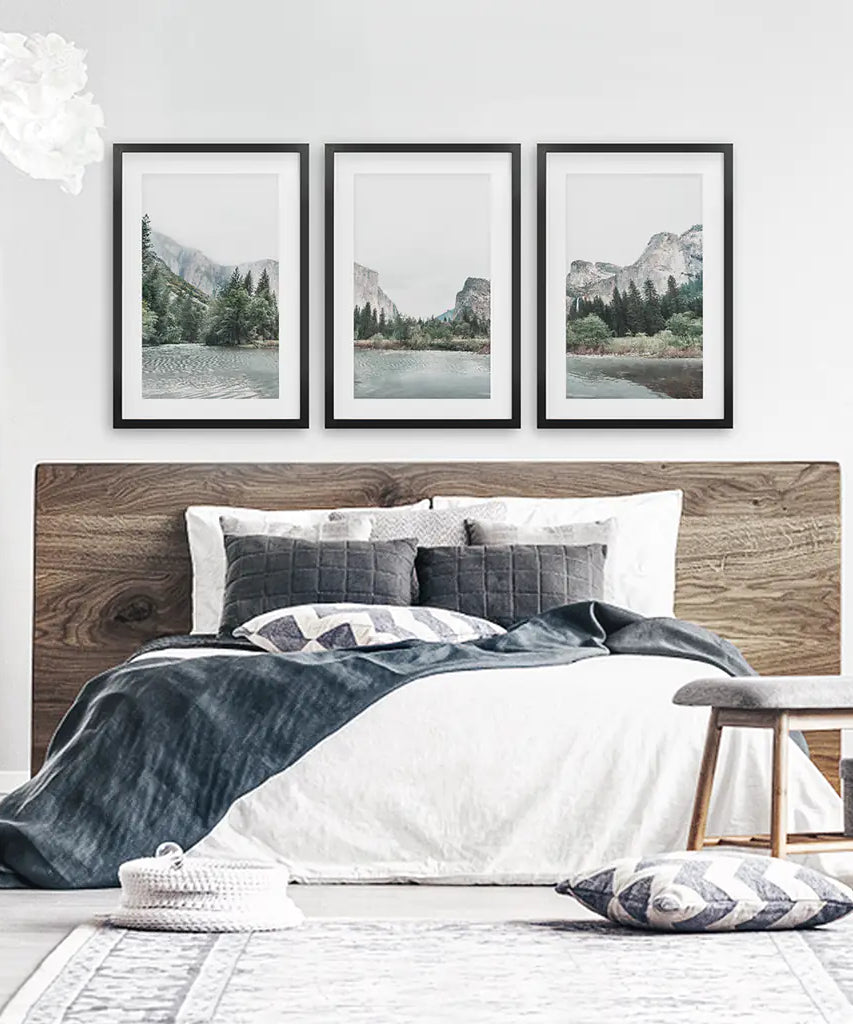 Yosemite Valley Triptych. US National Park Wall Art Prints