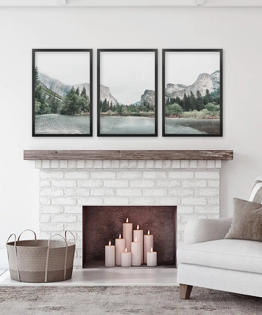 Yosemite Valley Triptych. US National Park Wall Art Prints