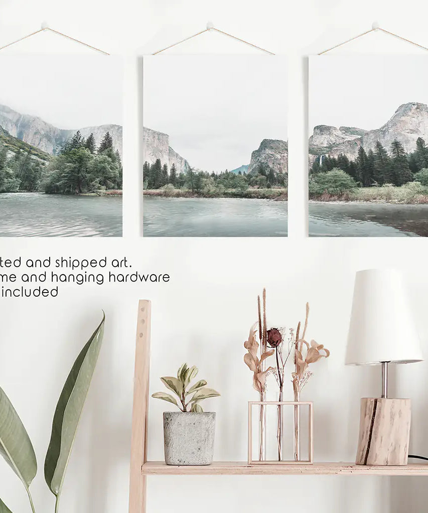 Yosemite Valley Triptych. US National Park Wall Art Prints