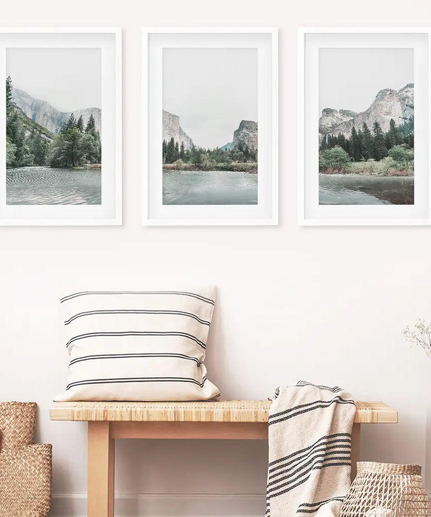 Yosemite Valley Triptych. US National Park Wall Art Prints