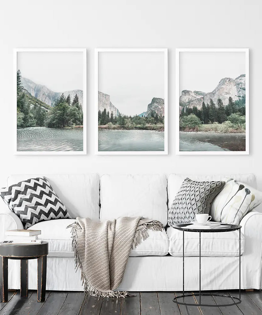 Yosemite Valley Triptych. US National Park Wall Art Prints