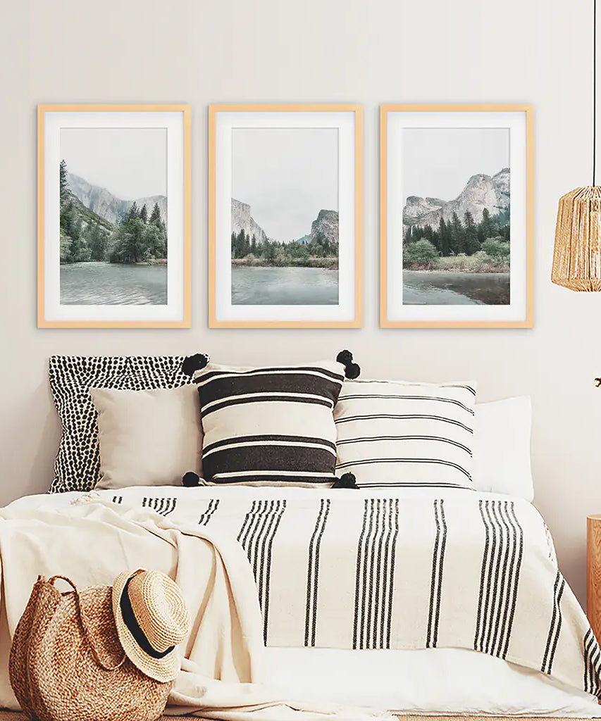 Yosemite Valley Triptych. US National Park Wall Art Prints