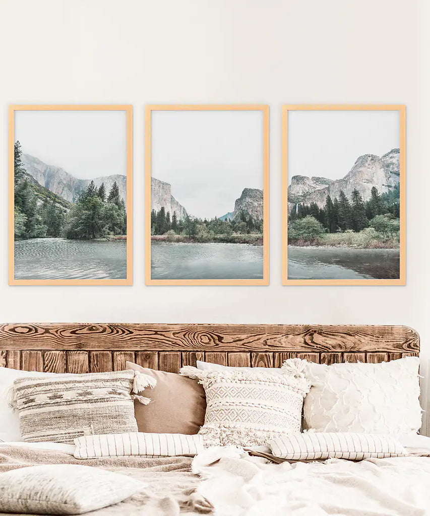 Yosemite Valley Triptych. US National Park Wall Art Prints