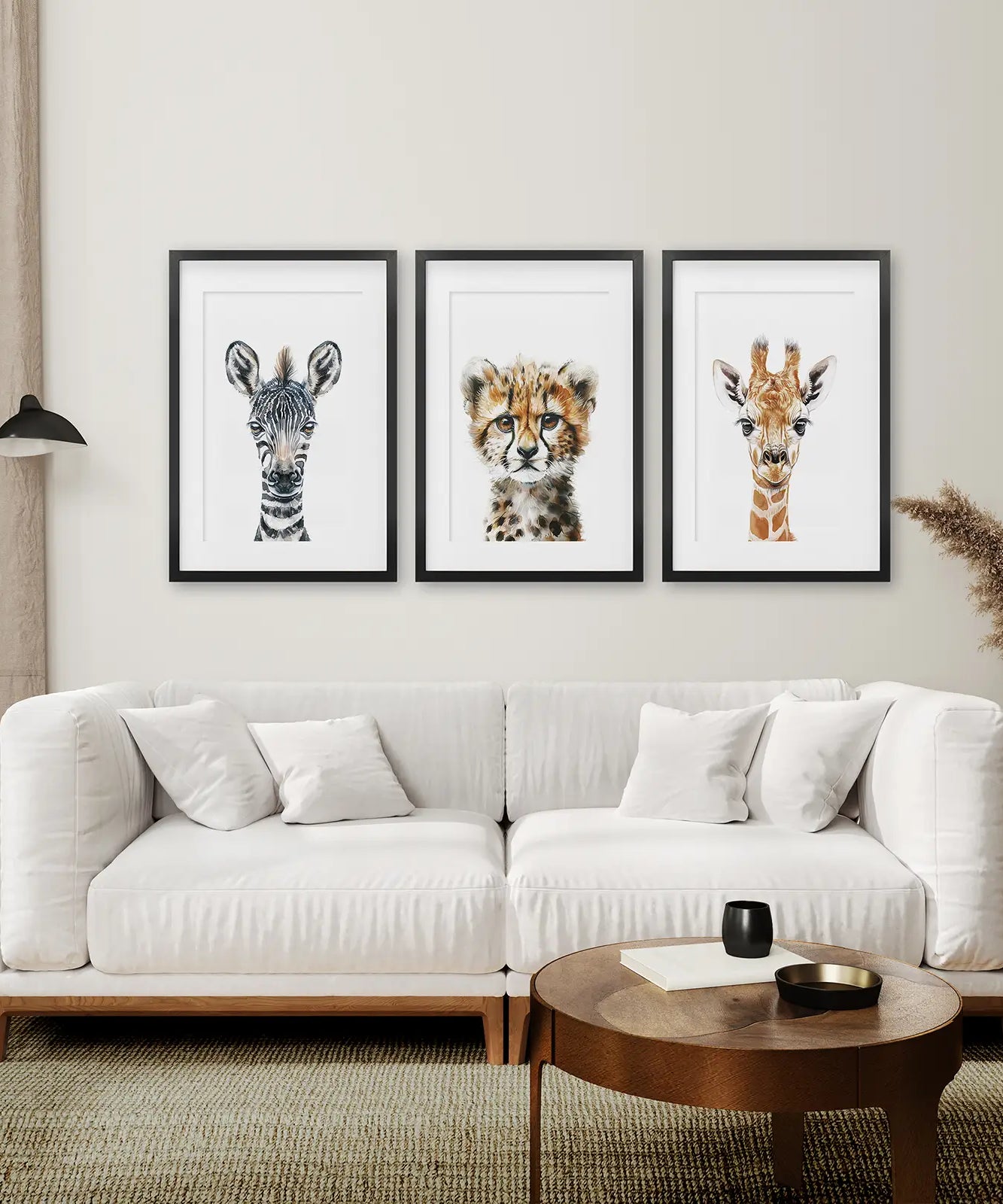 Neutral Safari Wandkunst Poster Set Kinderzimmer Deko