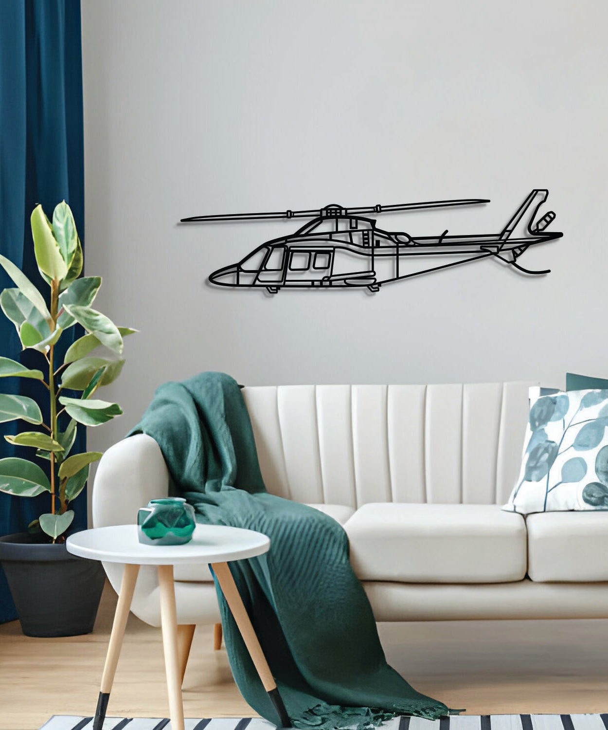 A109S Wandkunst aus Metallflugzeug - NCP0511