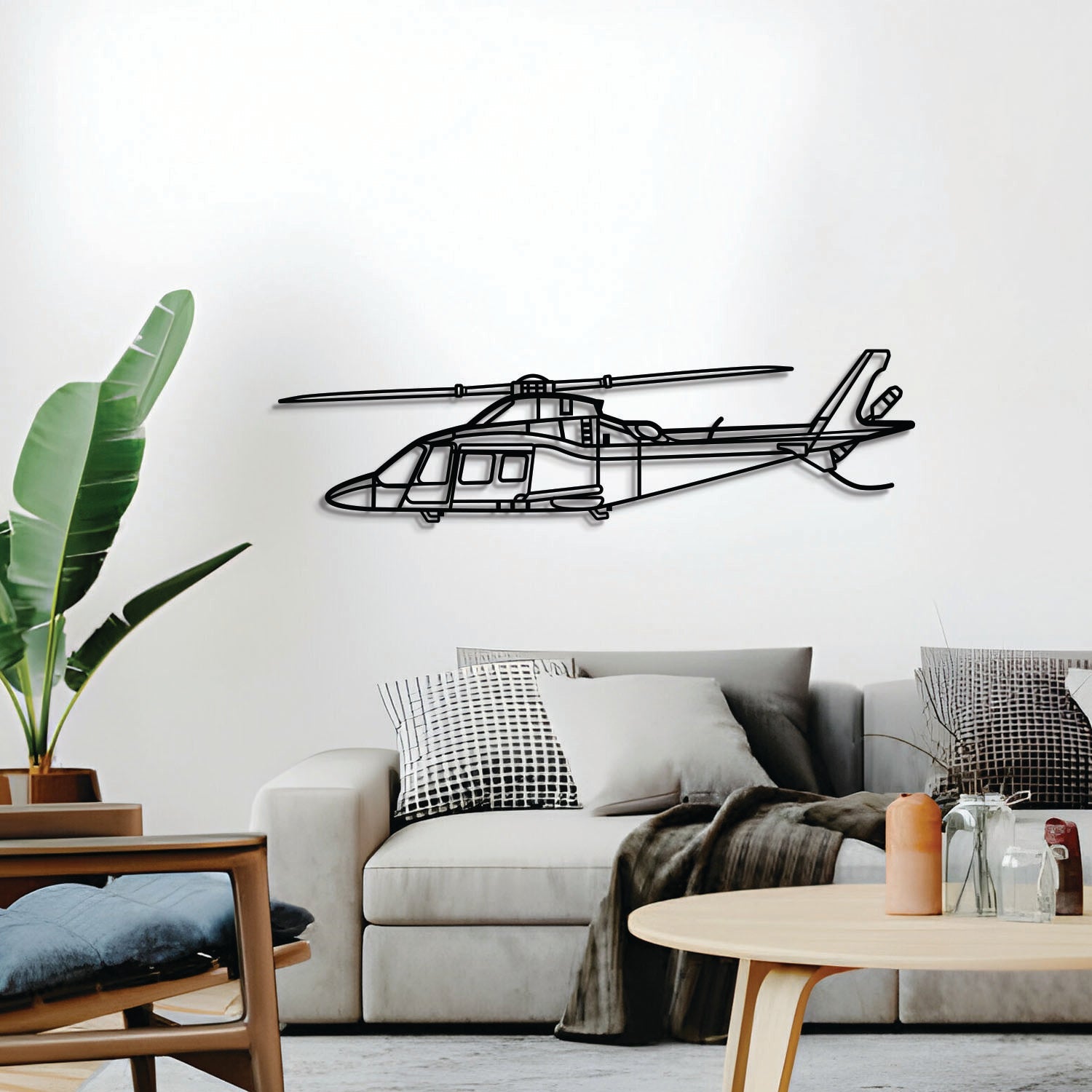 A109S Wandkunst aus Metallflugzeug - NCP0511