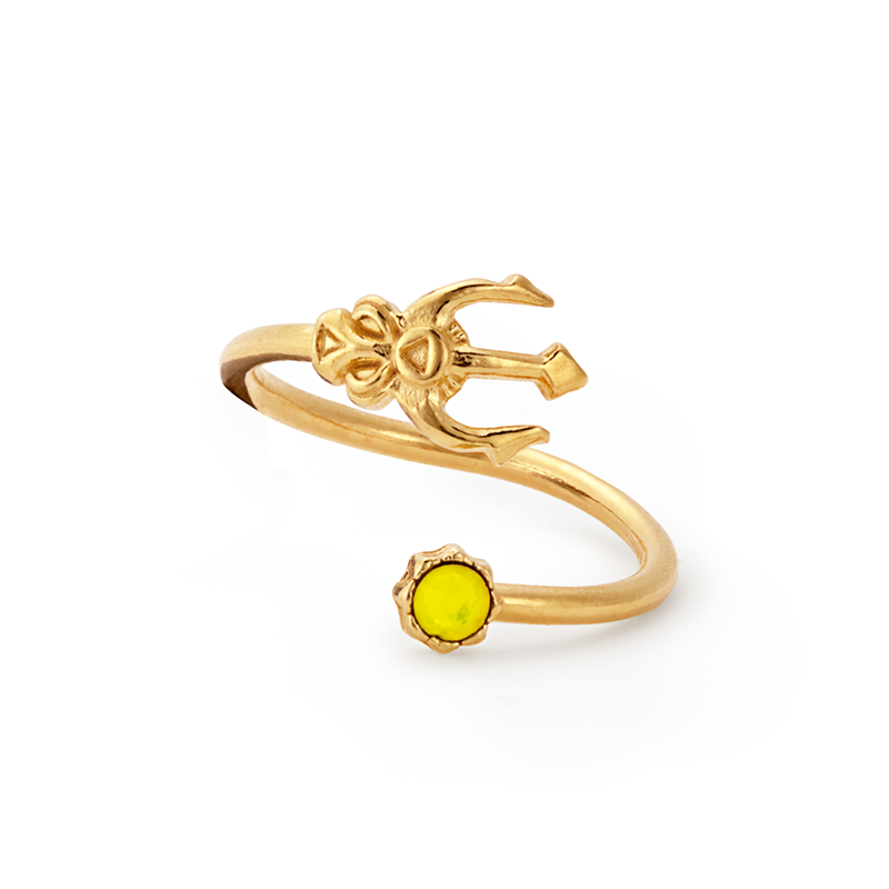 Trident Yellow Stone Wrap Ring