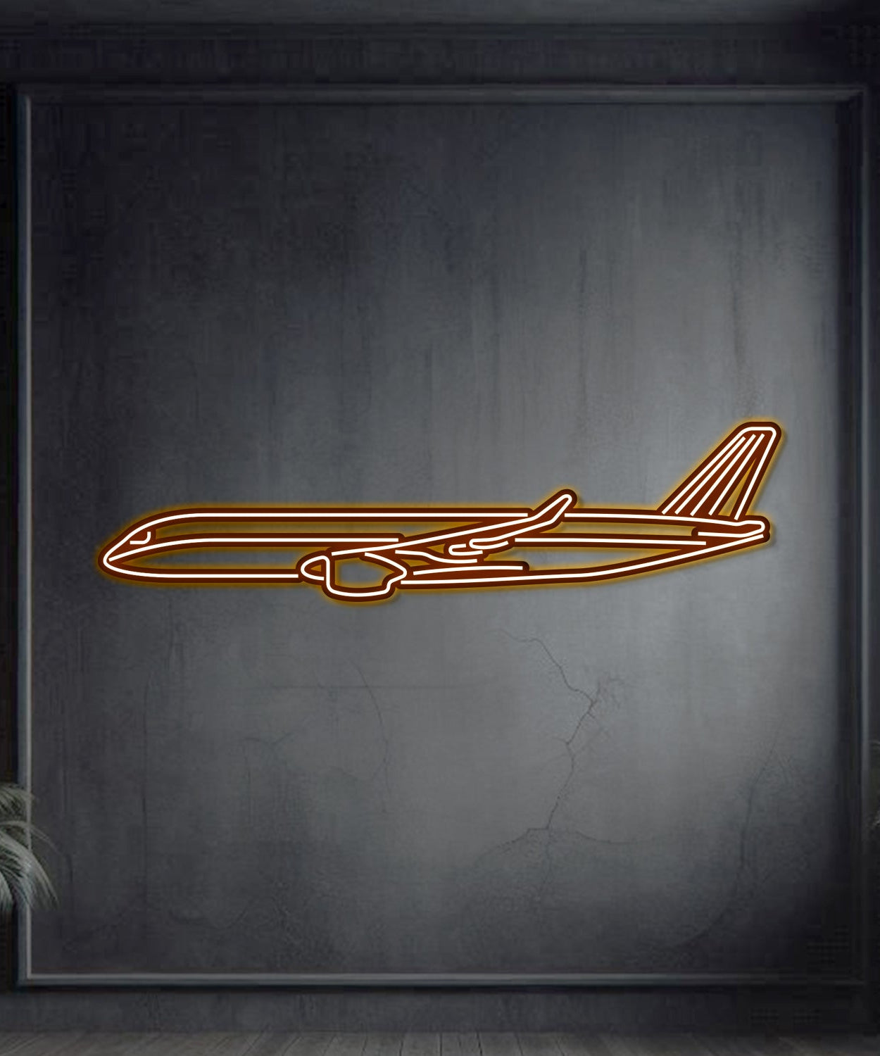A350 Metall Neon Flugzeug Wandkunst - NCN0010