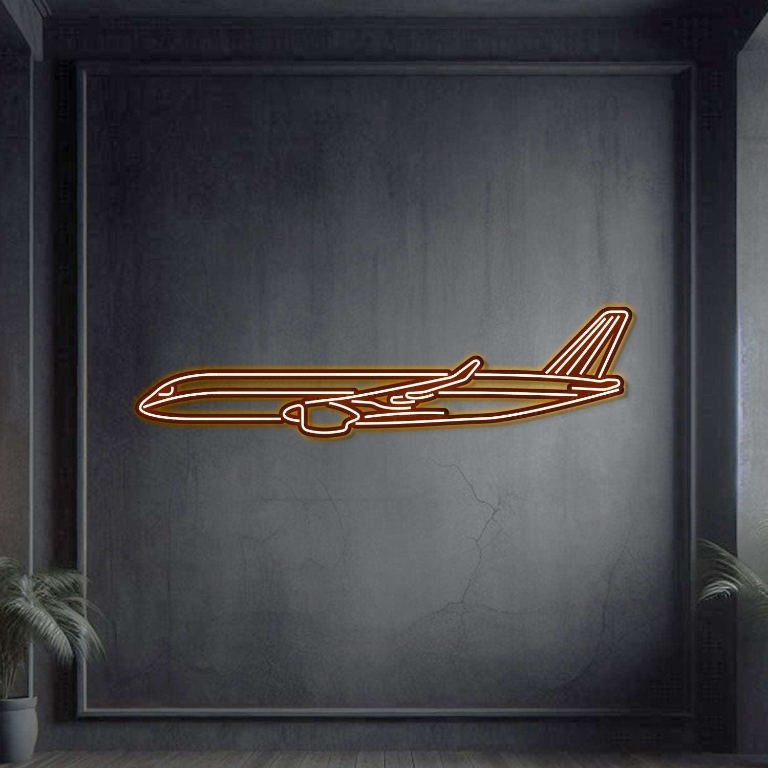 A350 Metall Neon Flugzeug Wandkunst - NCN0010