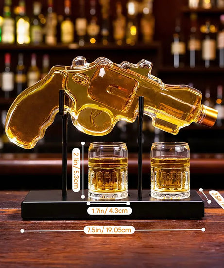 Classic Revolver Whiskey Decanter Set