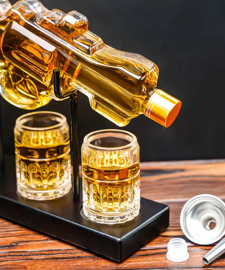 Classic Revolver Whiskey Decanter Set