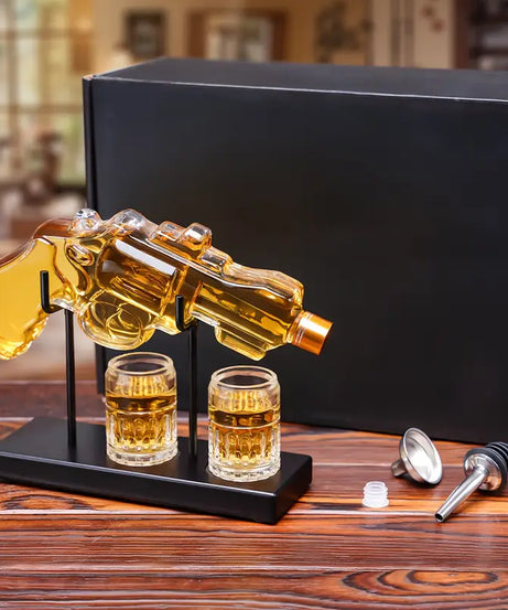 Classic Revolver Whiskey Decanter Set