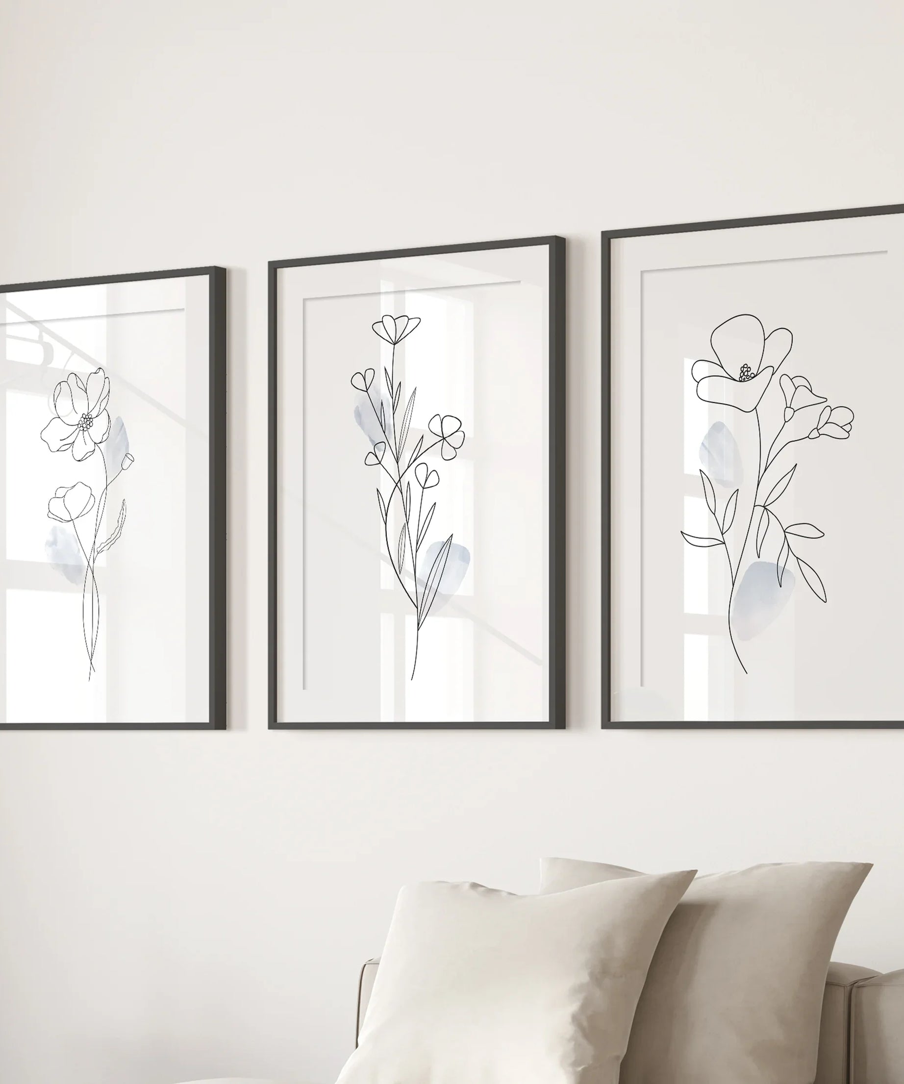 Black and White Botanical Prints. Modern Minimalist Line Art
