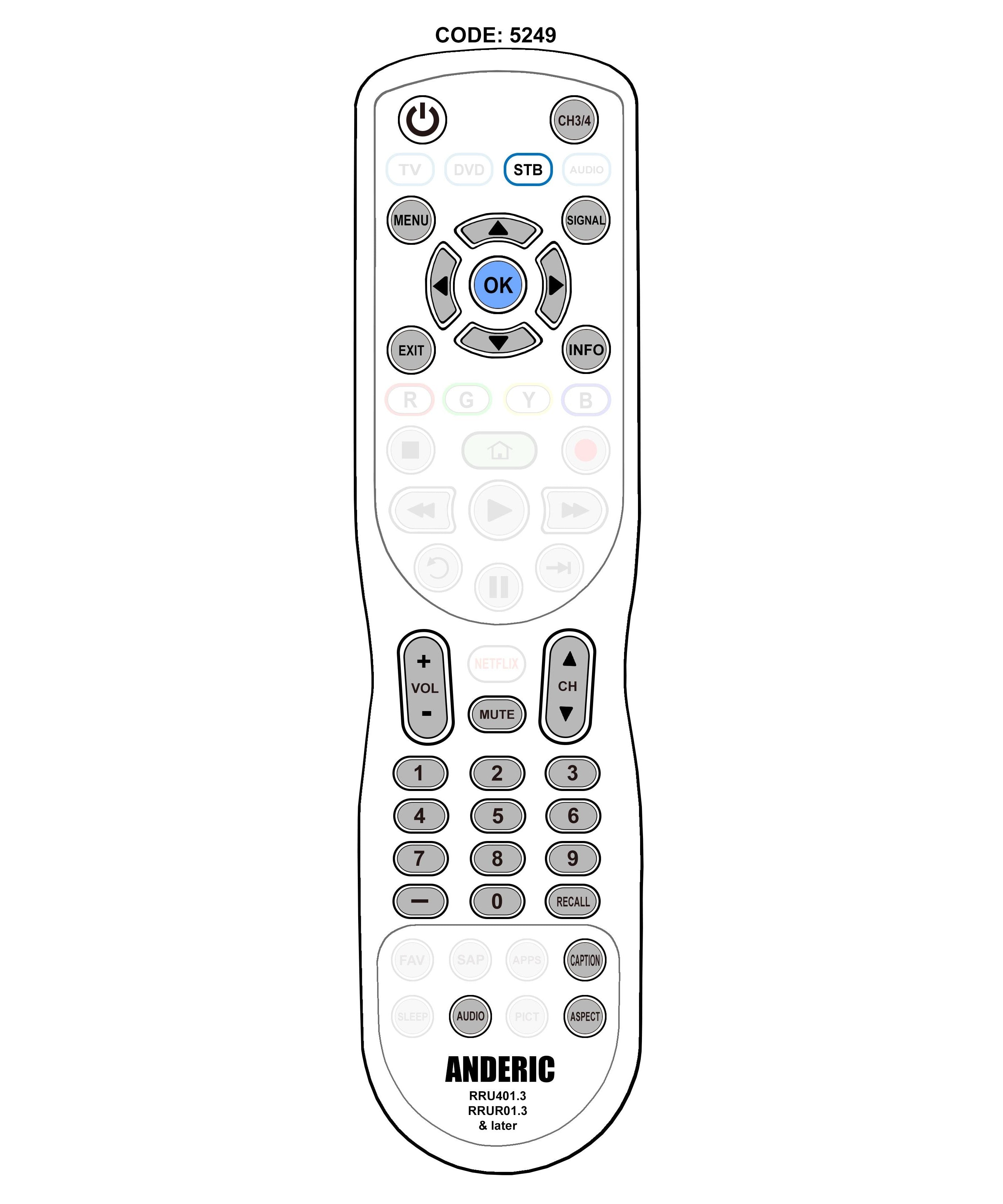 Access HD ACC001 Digital TV Tuner Converter Remote Control