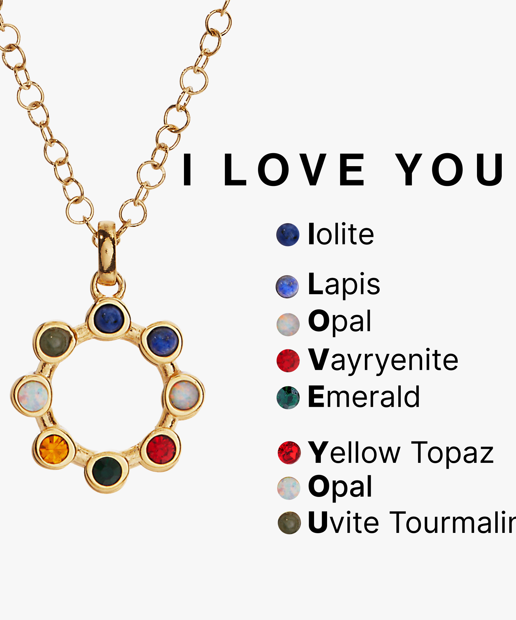 'I Love You' Hidden Message Acrostic Necklace