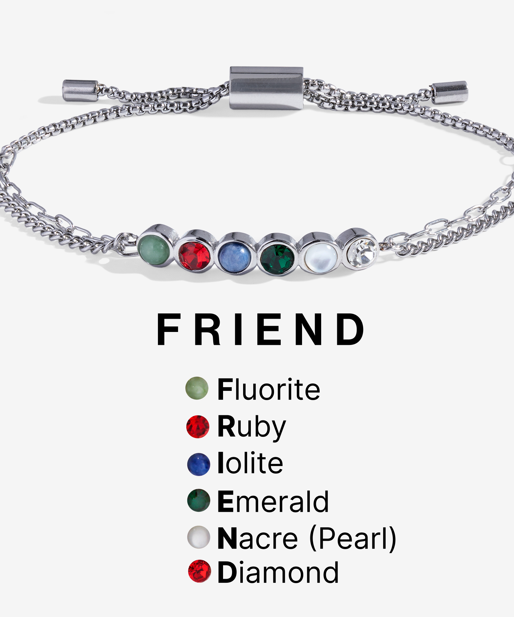 Friend Hidden Message Acrostic Bolo Bracelet