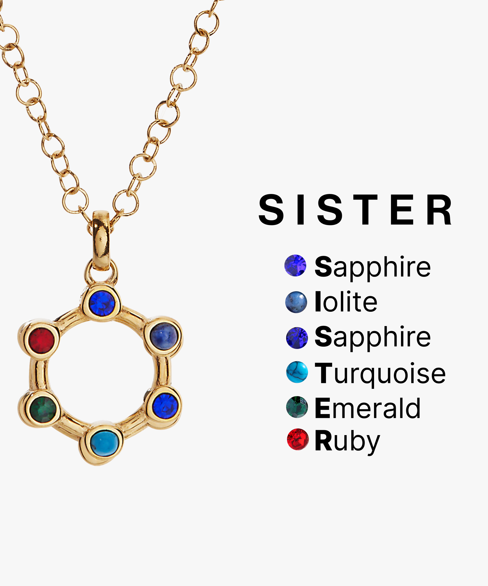 Sister Hidden Message Acrostic Necklace