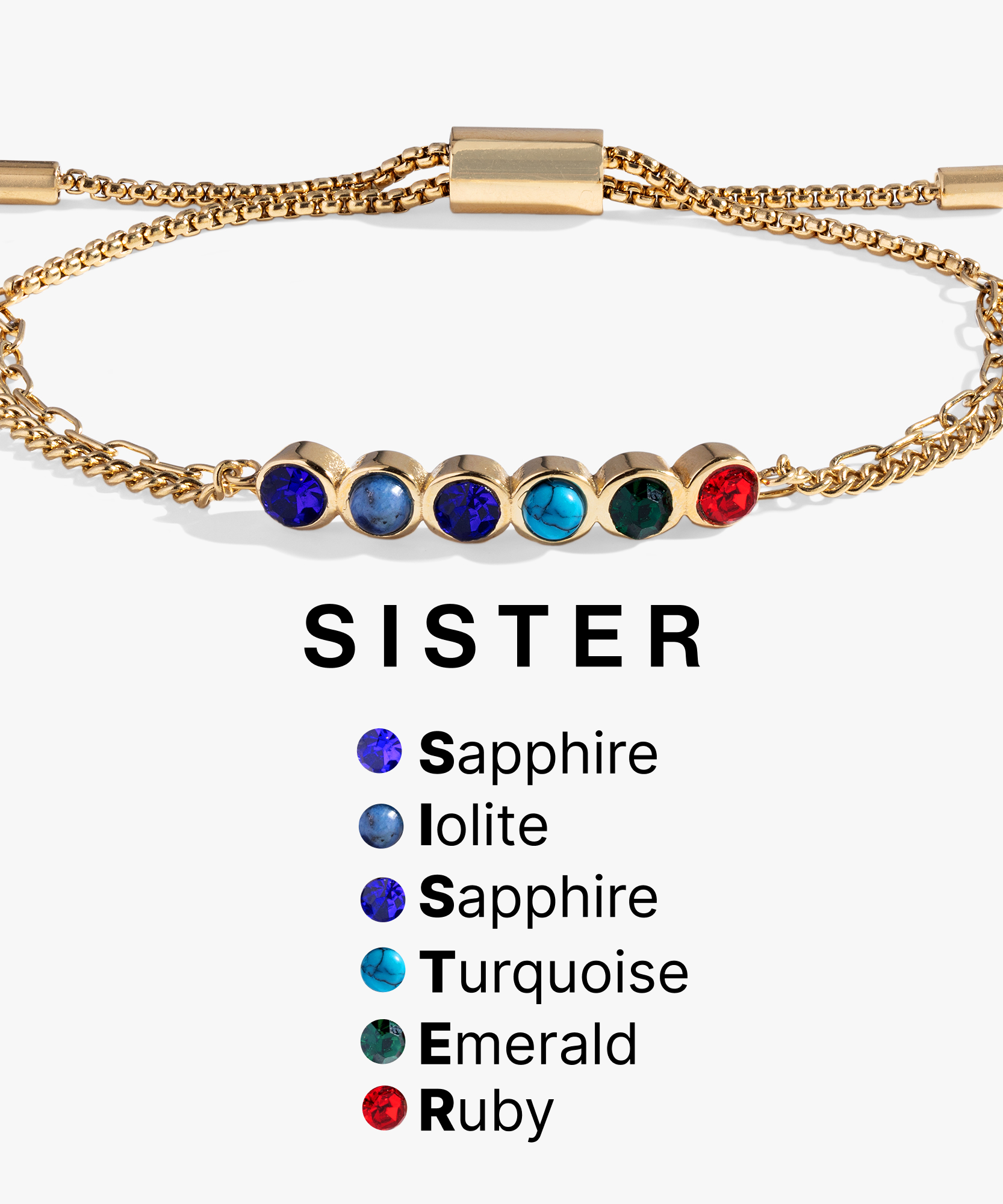 Sister Hidden Message Acrostic Bolo Bracelet