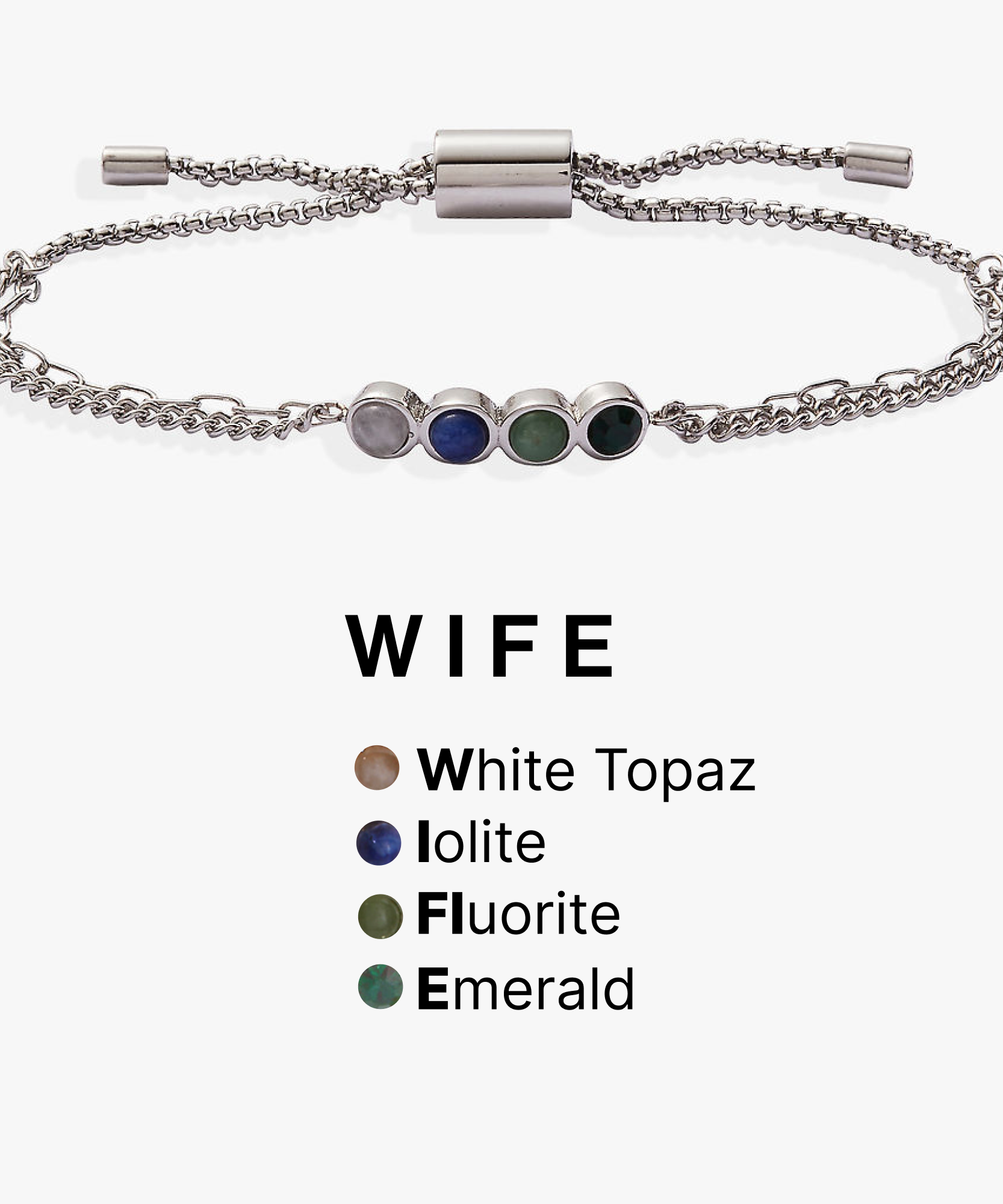 Wife Hidden Message Acrostic Bolo Bracelet