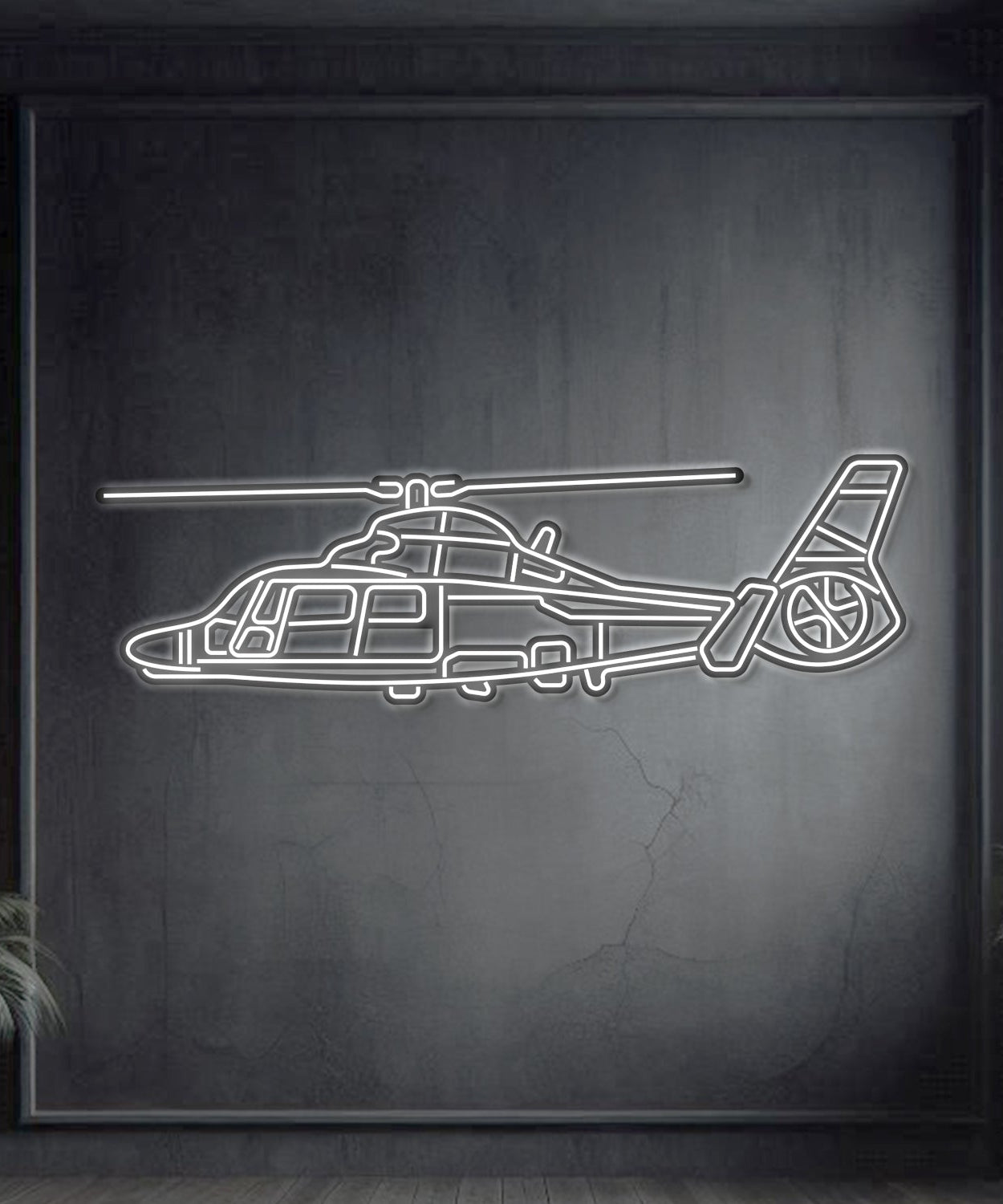 AS365 Dauphin Metal Neon Wandkunst Flugzeug - NCN0014