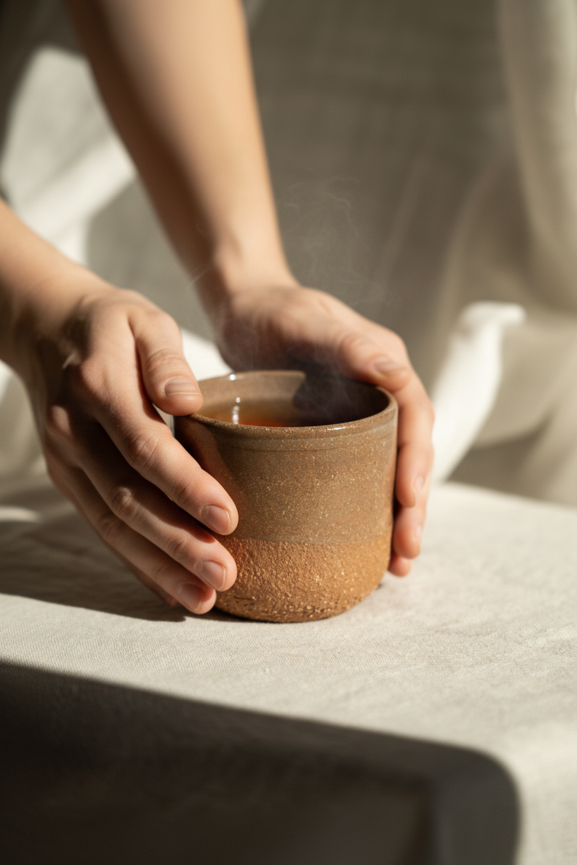 Handmade Pottery Coffee Cup – Rustic Pinkish Red Stoneware
