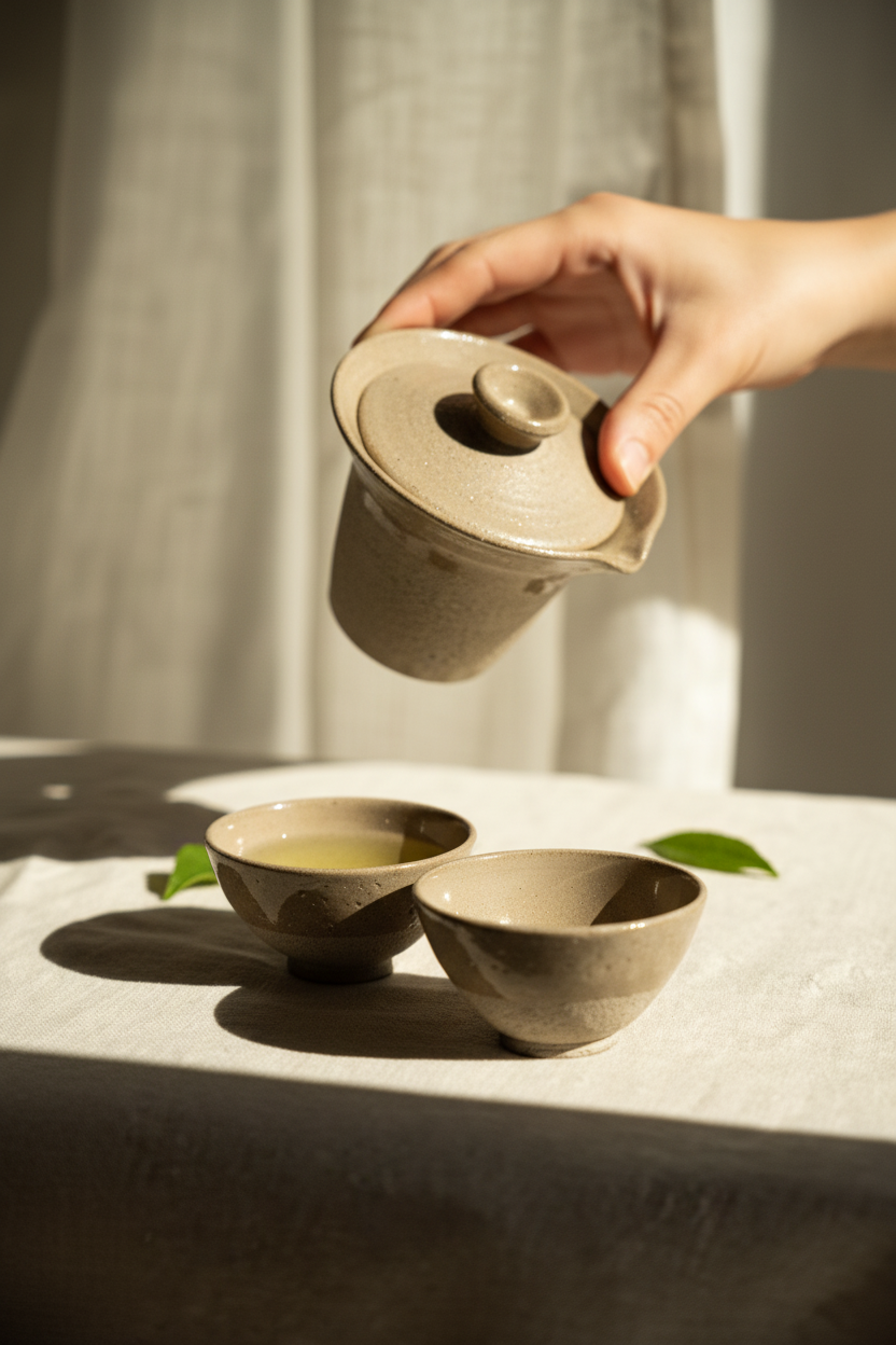 Handmade Stoneware Small Tea Cup – Gray with Speckles