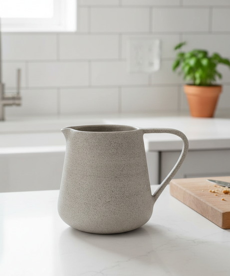 Handgefertigter Steingutkrug Beton