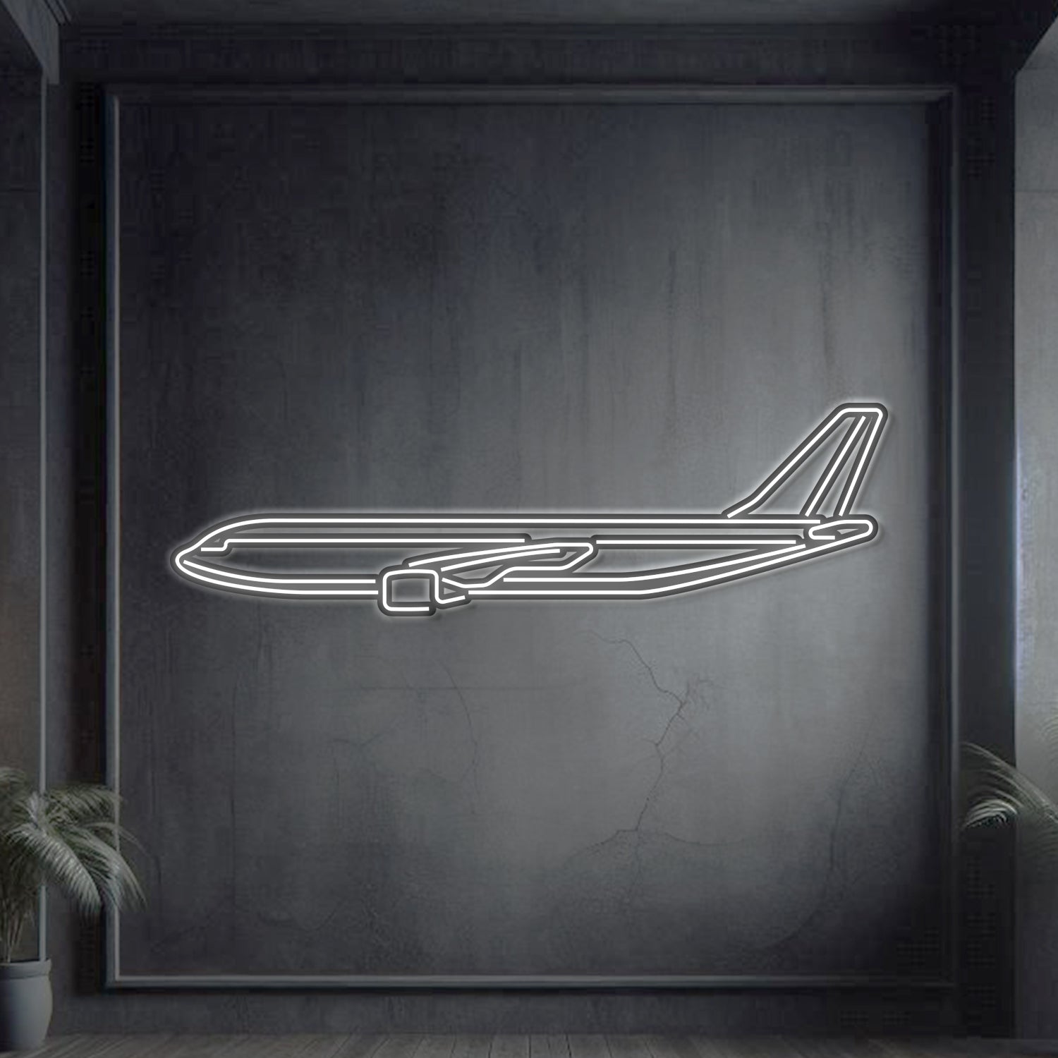 A300-600F Metall Neon Flugzeug Wandkunst - NCN0007