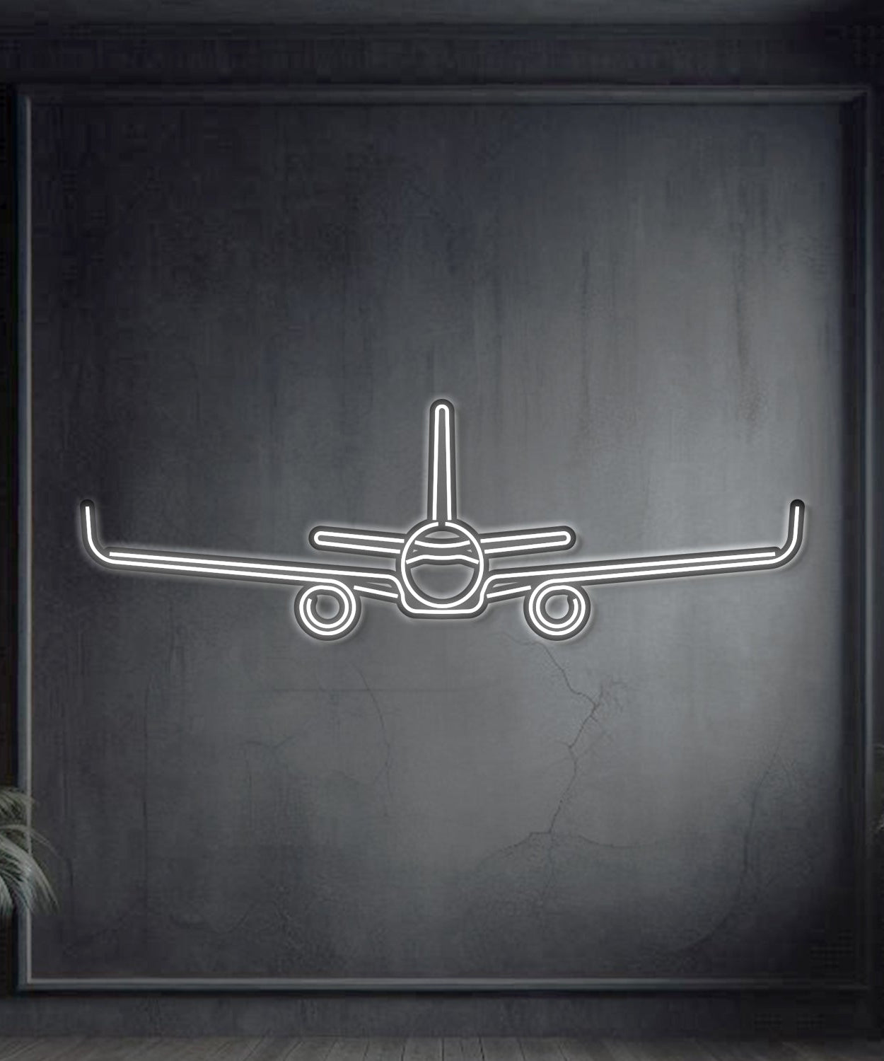 A321 Flugzeug Wandkunst aus Metall im Neon-Stil - NCN0009