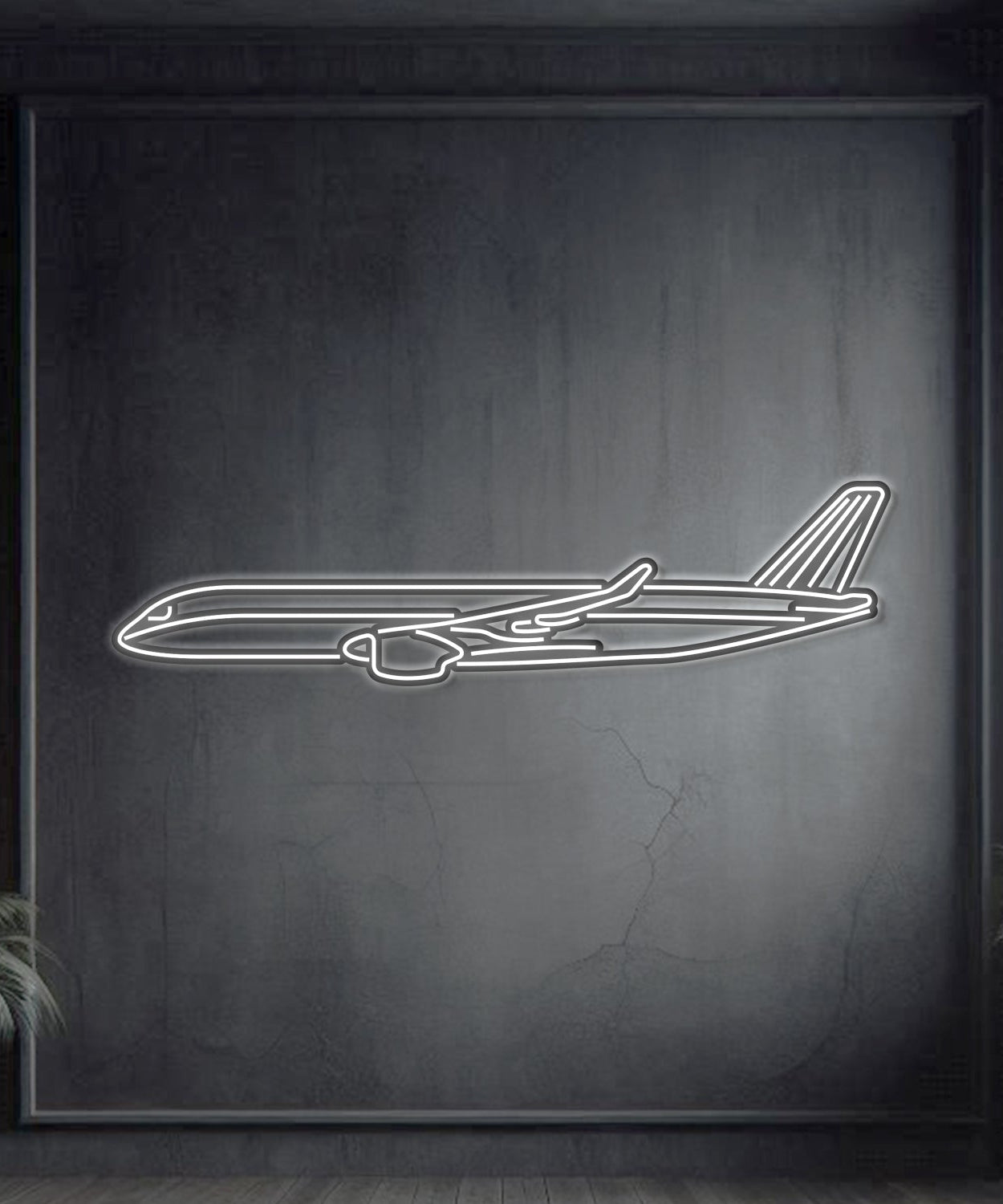 A350 Metall Neon Flugzeug Wandkunst - NCN0010