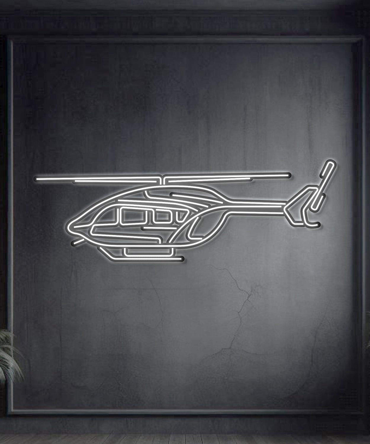 EC-145 Metall Neon Flugzeug Wandkunst - NCN0031