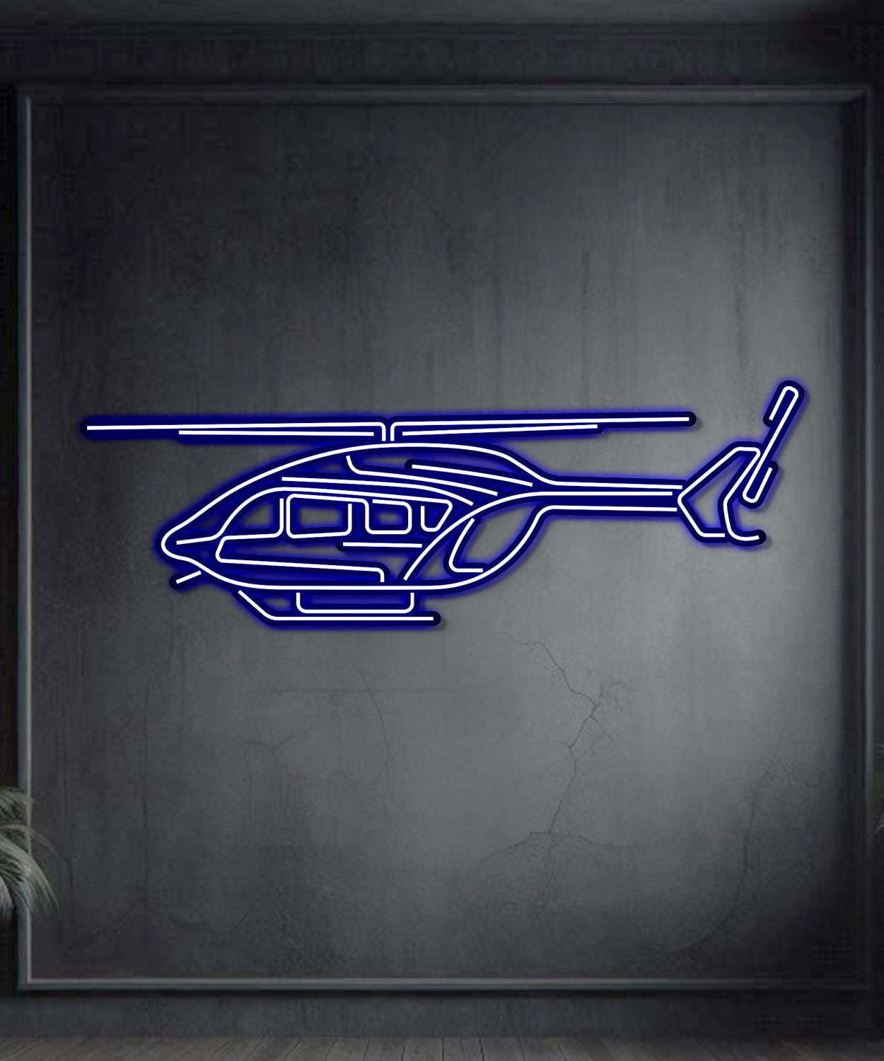 EC-145 Metall Neon Flugzeug Wandkunst - NCN0031
