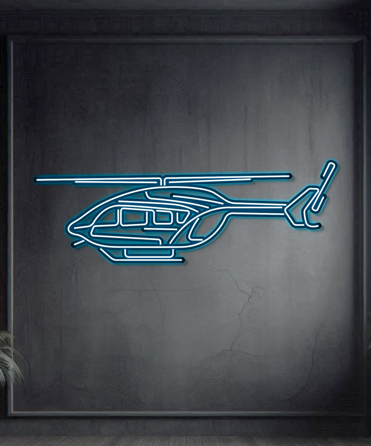 EC-145 Metall Neon Flugzeug Wandkunst - NCN0031