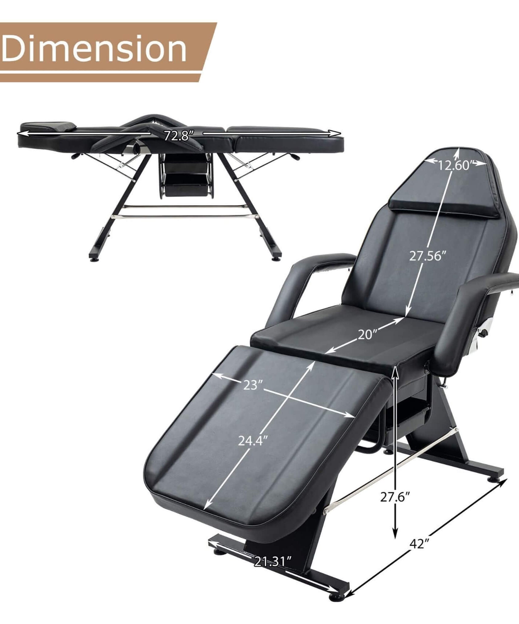 Multi-Purpose 3-Section Adjustable Massage Tattoo Chair With Stool (SAK35617)
