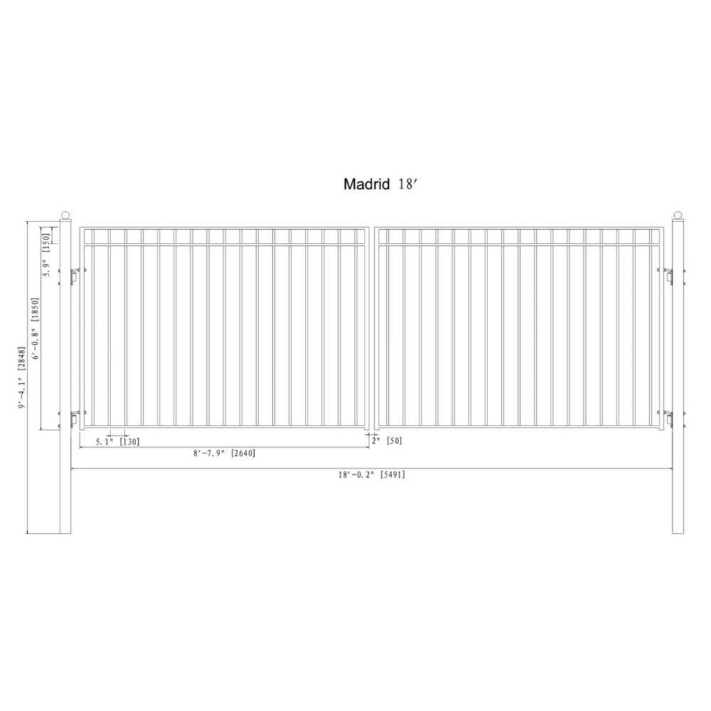 [12-18FT] Heavy-Duty Madrid-Style Premium Steel Dual-Swing Driveway Gate (SAK38546)