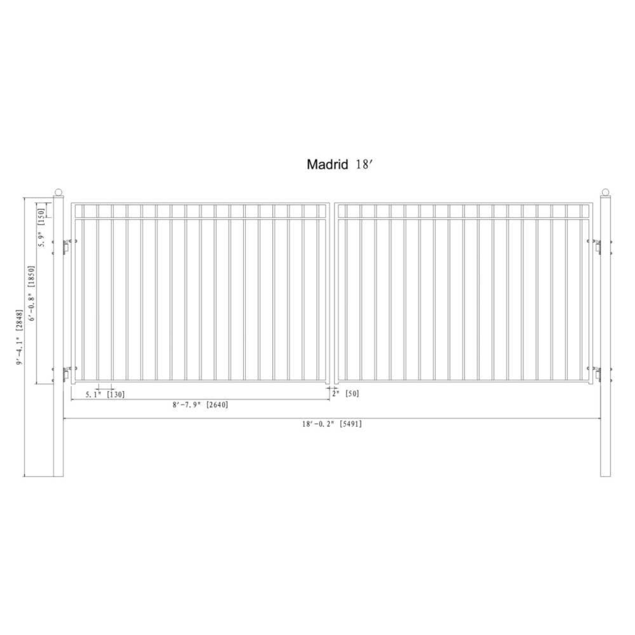 [12-18FT] Heavy-Duty Madrid-Style Premium Steel Dual-Swing Driveway Gate (SAK38546)