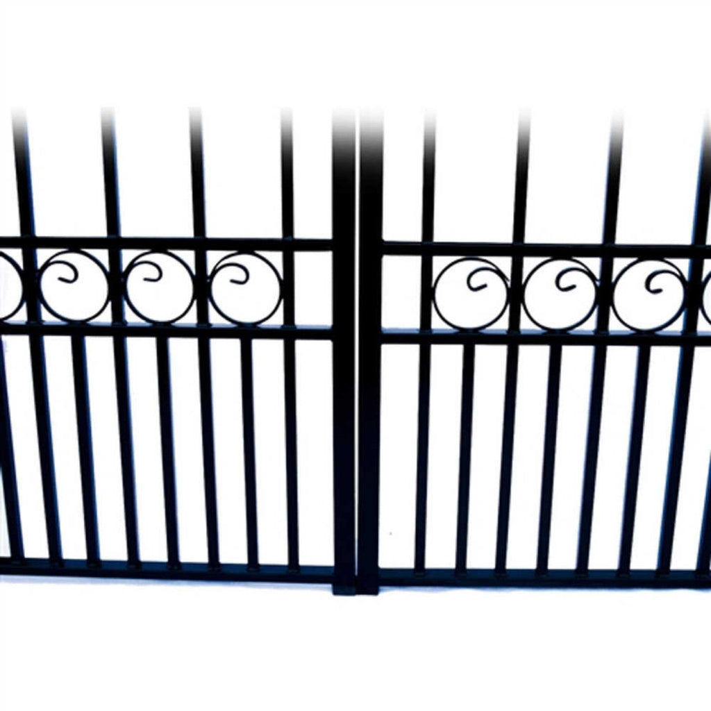 [12-18FT] Heavy-Duty Paris-Style Steel Premium Dual-Swing Driveway Gate (SAK97031)