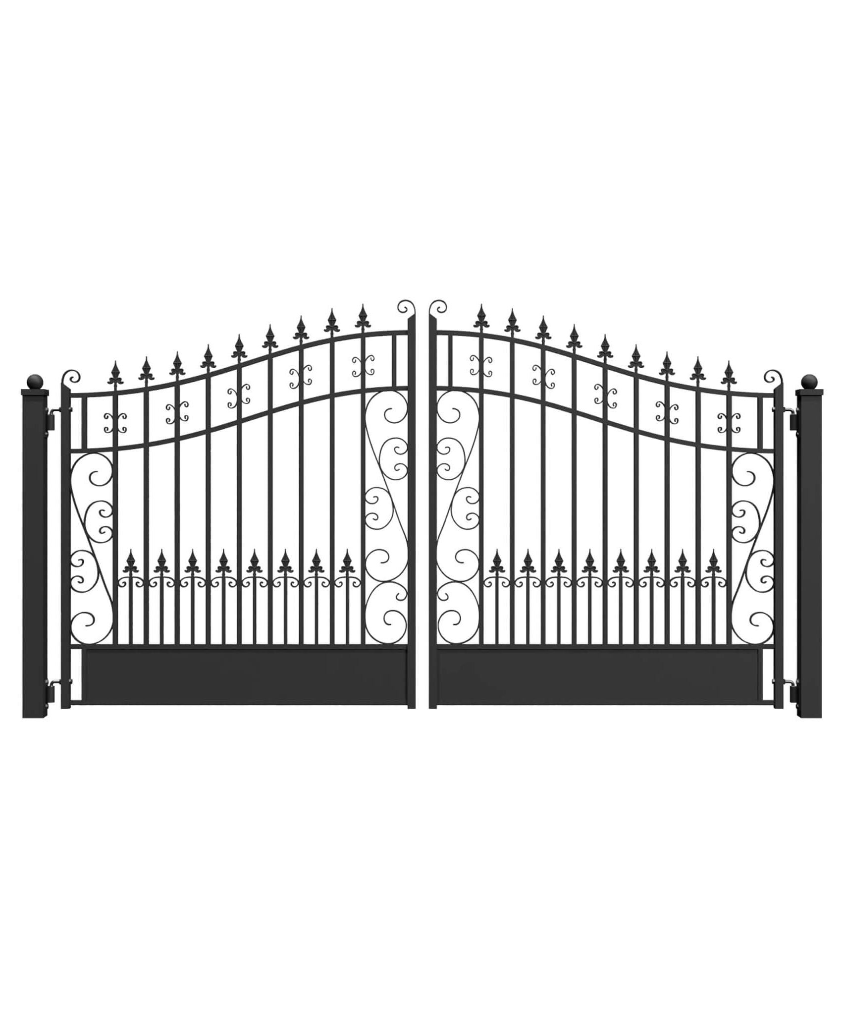 [12-18FT] Heavy-Duty Venice-Style Steel Dual-Swing Driveway Gate (SAK68025)