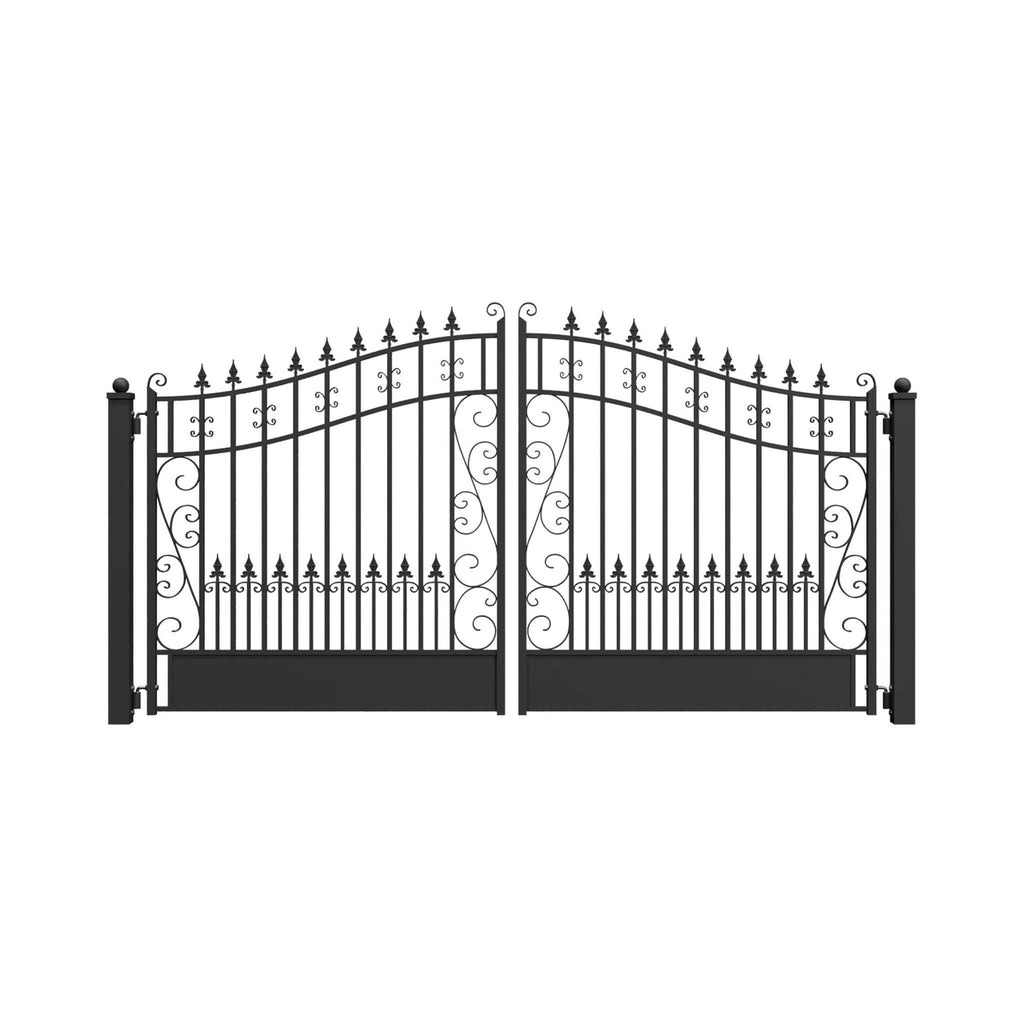 [12-18FT] Heavy-Duty Venice-Style Steel Dual-Swing Driveway Gate (SAK68025)