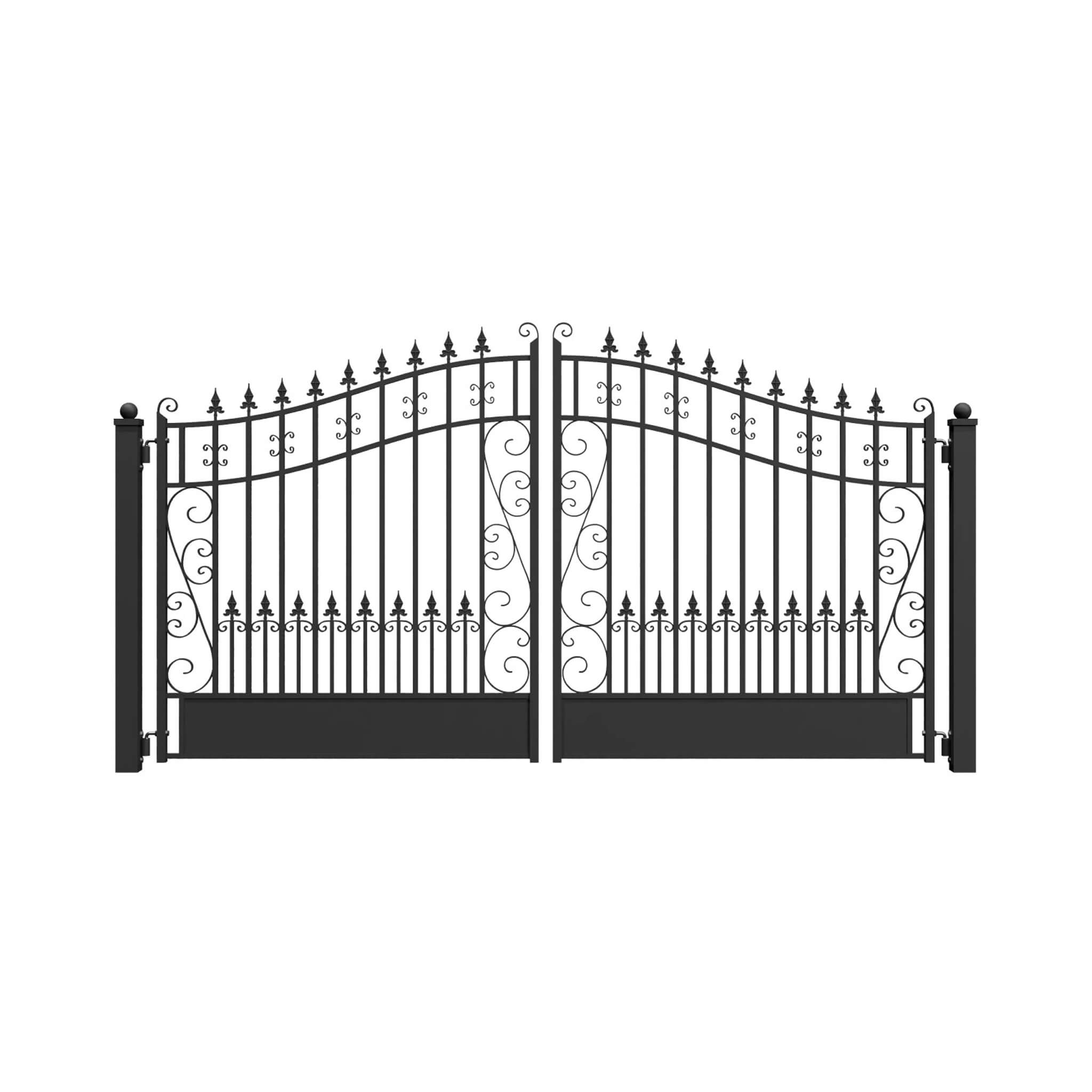 [12-18FT] Heavy-Duty Venice-Style Steel Dual-Swing Driveway Gate (SAK68025)