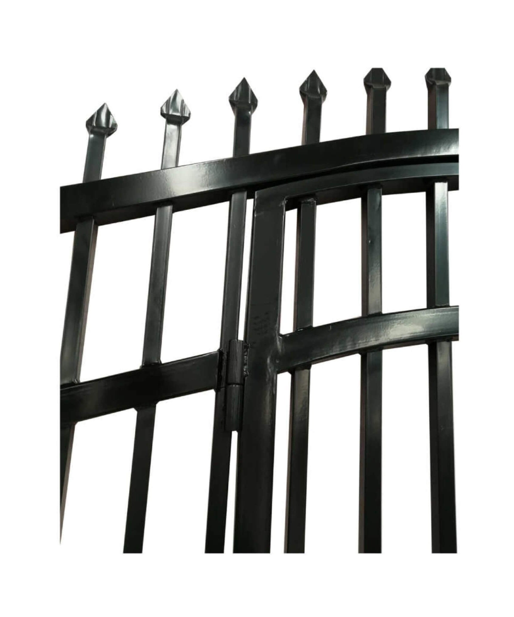[12-18FT] Heavy-Duty Vienna-Style Steel Dual-Swing Driveway Gate With Built-In Pedestrian Door (SAK75103)