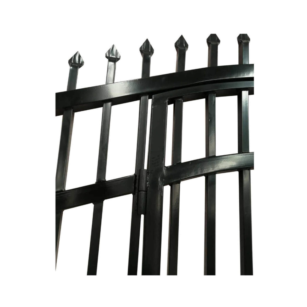[12-18FT] Heavy-Duty Vienna-Style Steel Dual-Swing Driveway Gate With Built-In Pedestrian Door (SAK75103)