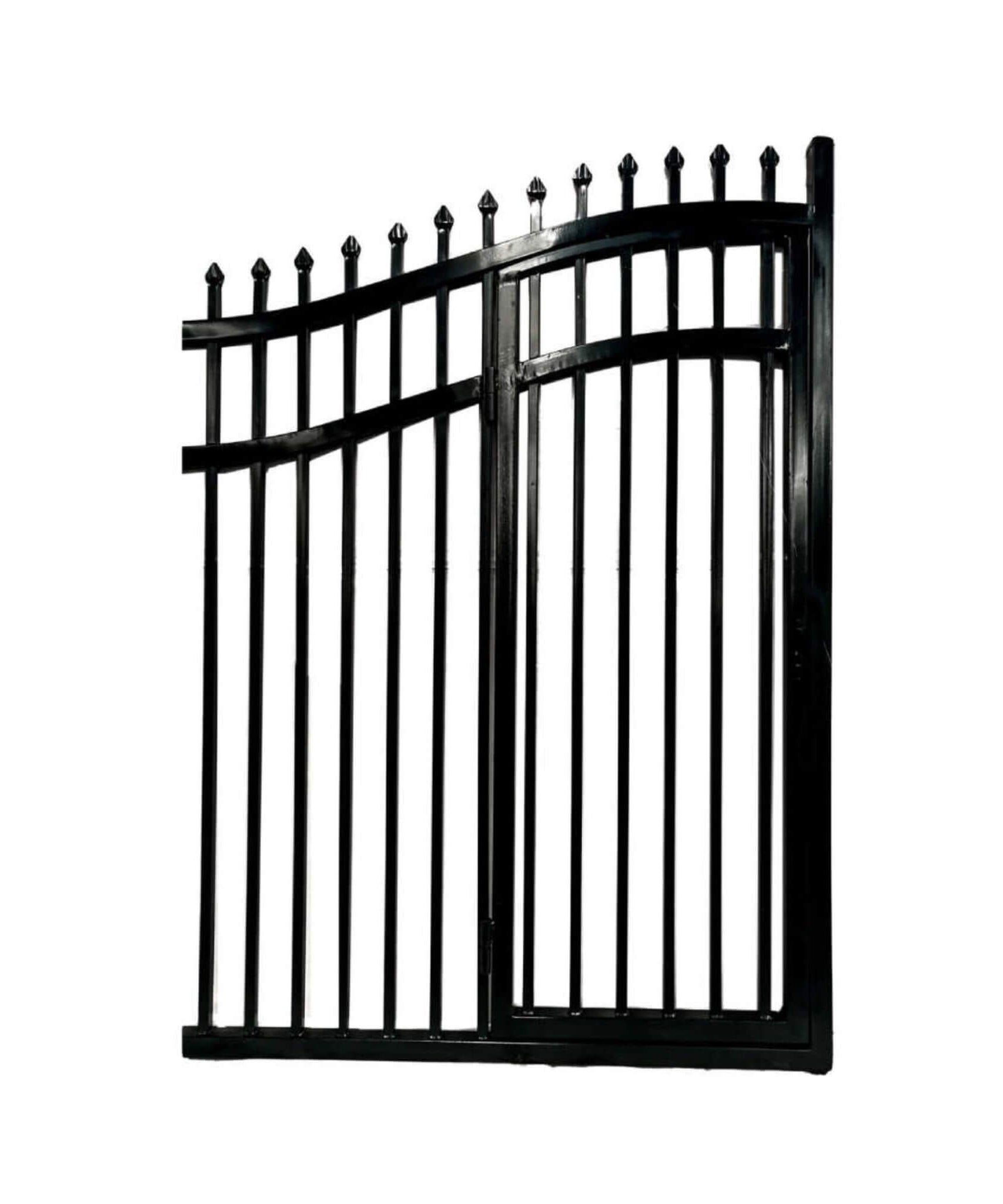 [12-18FT] Heavy-Duty Vienna-Style Steel Dual-Swing Driveway Gate With Built-In Pedestrian Door (SAK75103)