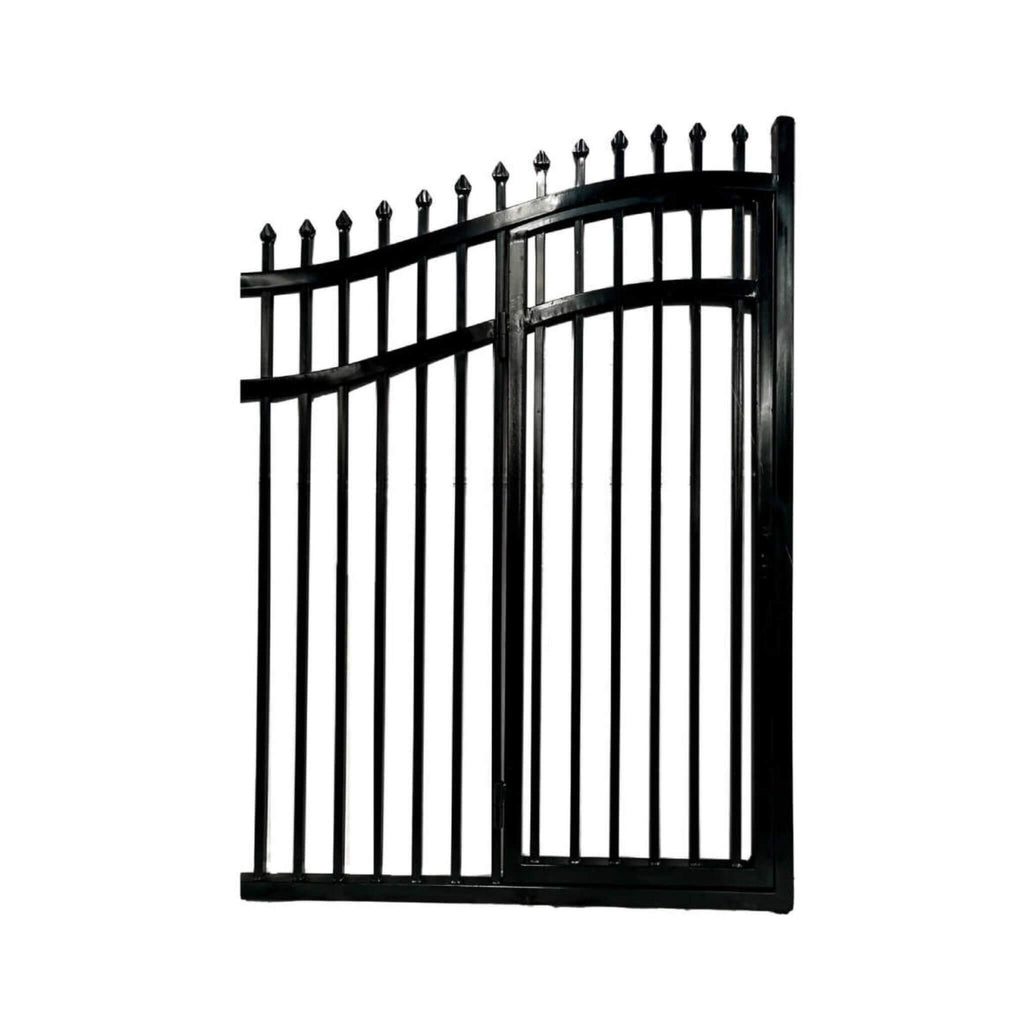 [12-18FT] Heavy-Duty Vienna-Style Steel Dual-Swing Driveway Gate With Built-In Pedestrian Door (SAK75103)