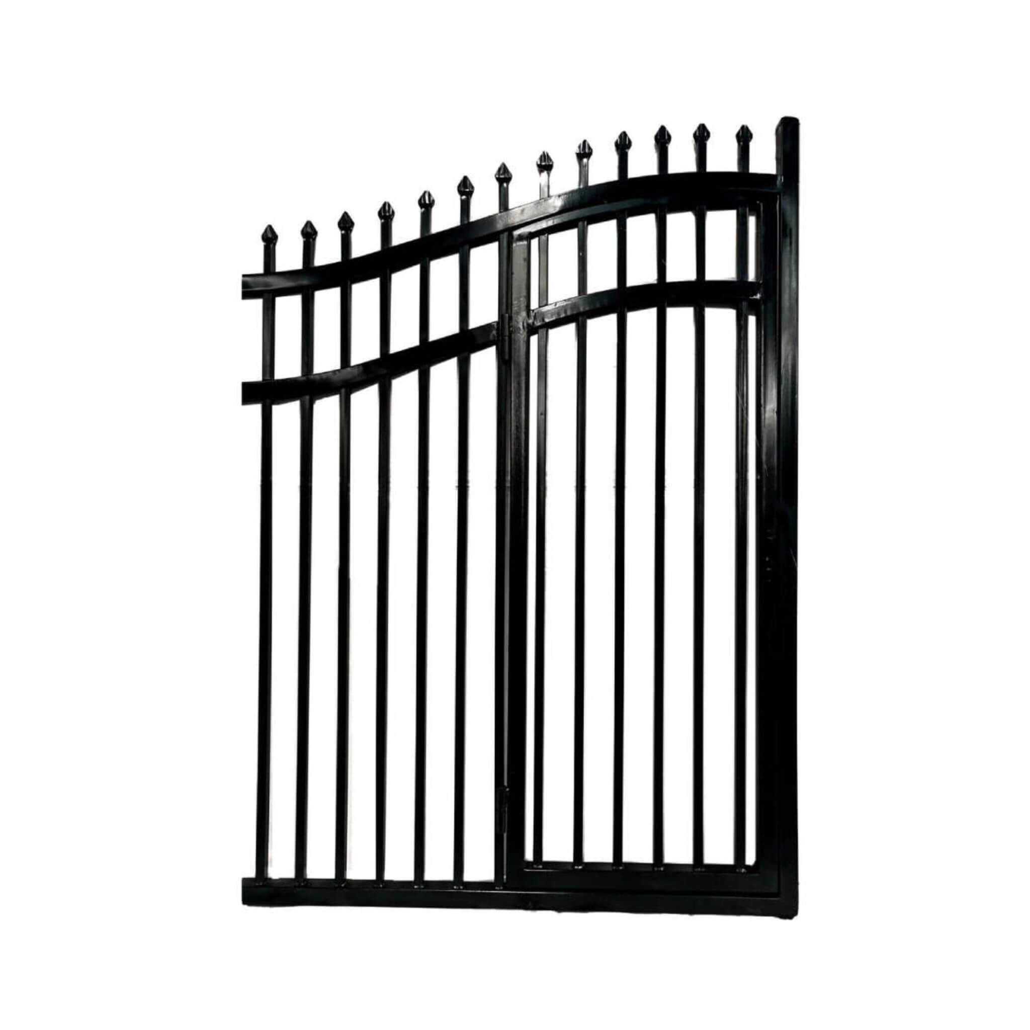 [12-18FT] Heavy-Duty Vienna-Style Steel Dual-Swing Driveway Gate With Built-In Pedestrian Door (SAK75103)