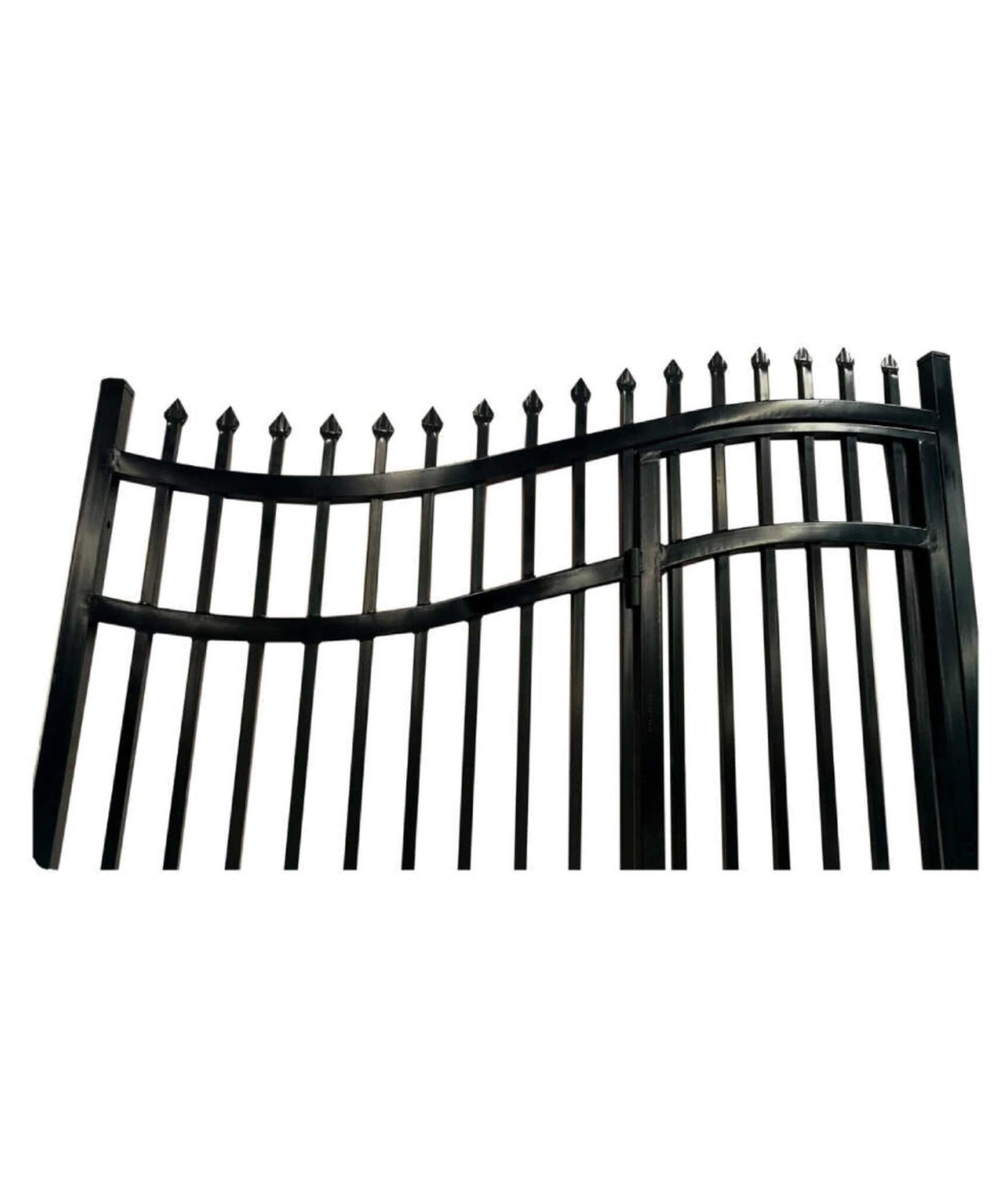 [12-18FT] Heavy-Duty Vienna-Style Steel Dual-Swing Driveway Gate With Built-In Pedestrian Door (SAK75103)